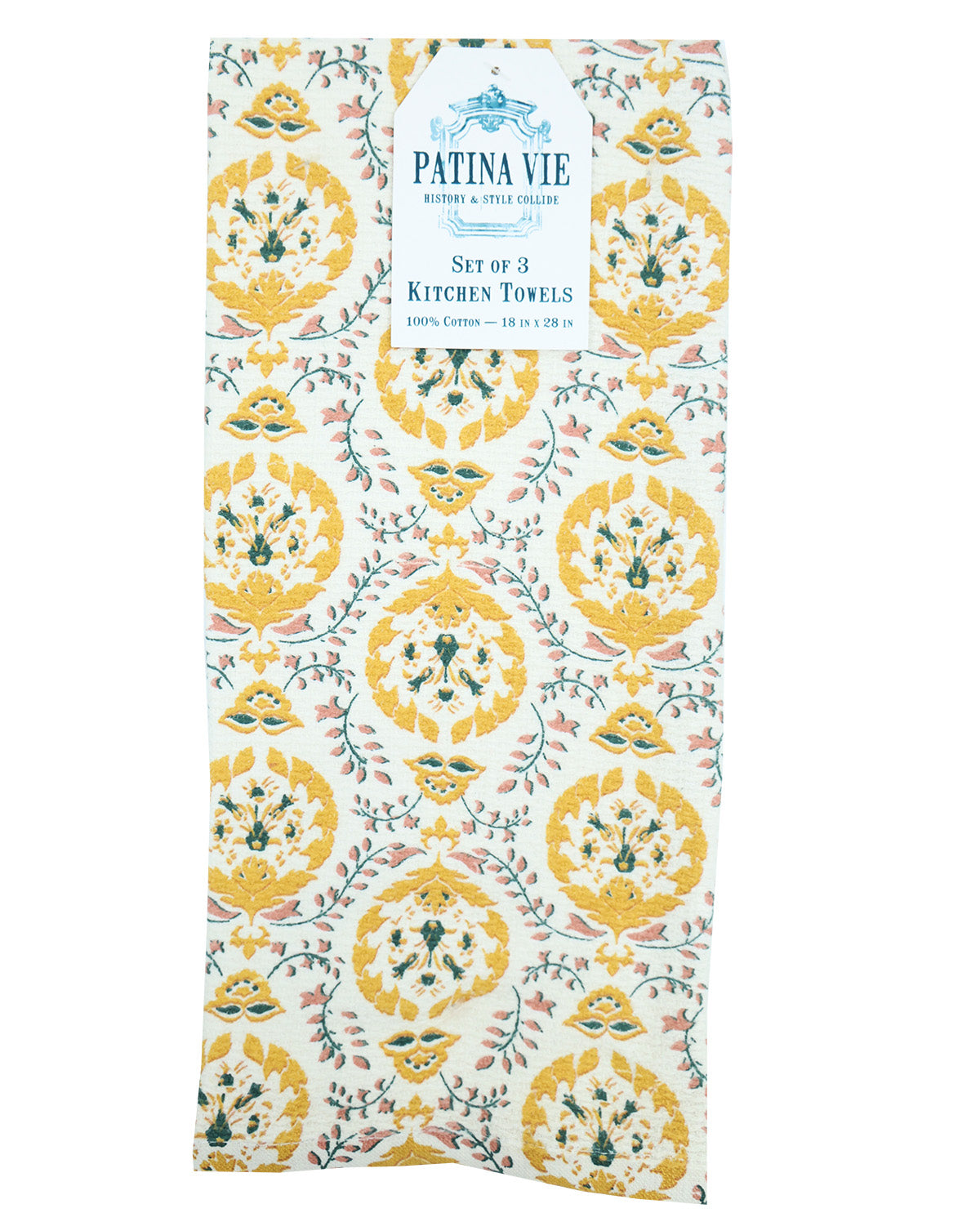 Patine Vie Carline Vintage Yellow Kitchen Towel Set