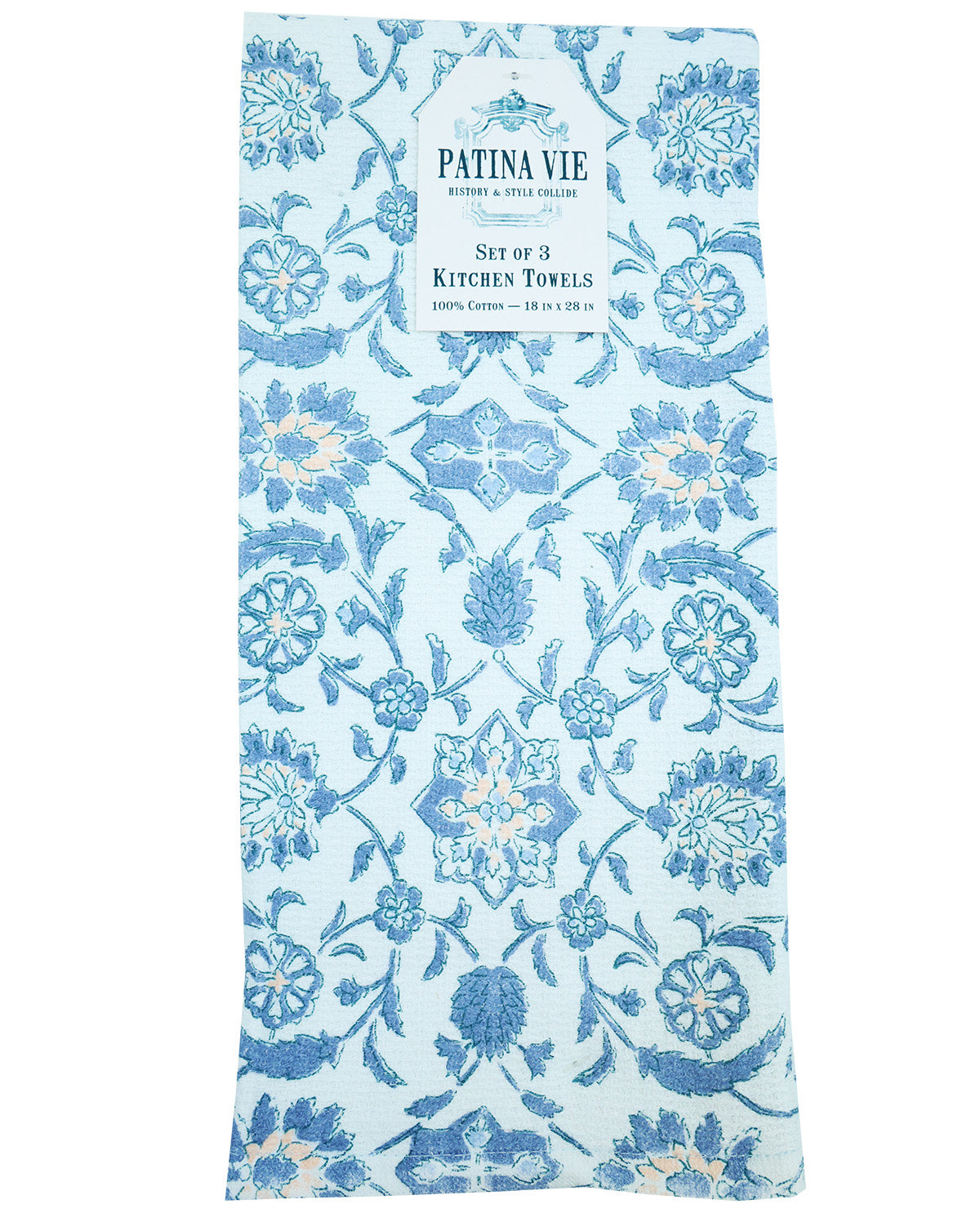 Patine Vie Carline Blue Floral Kitchen Towel Set