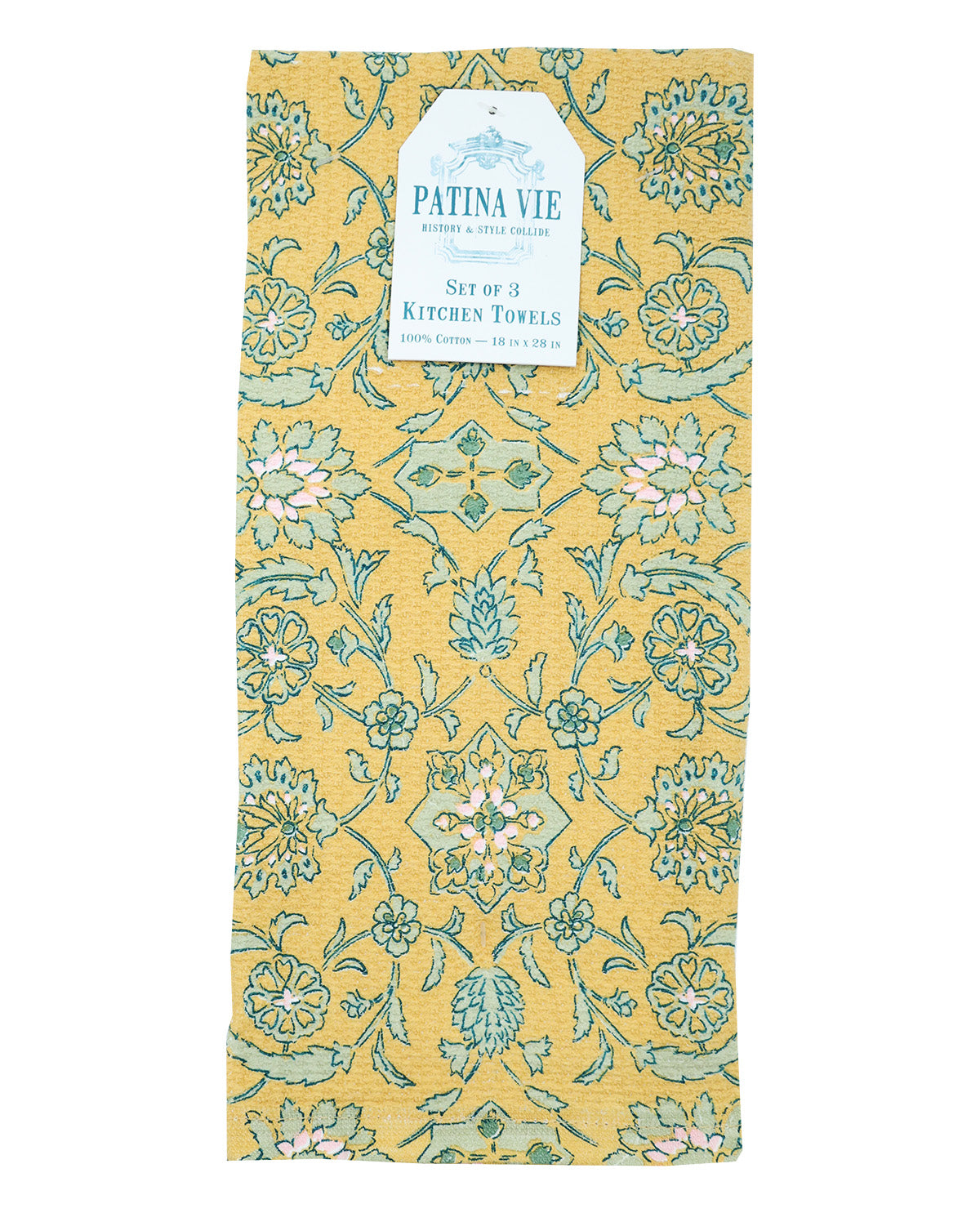 Patine Vie Carline Canary Floral Kitchen Towel Set