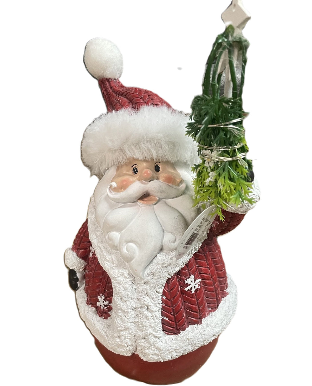 Santa with Floral Lighted Christmas Tree Table Top Decor