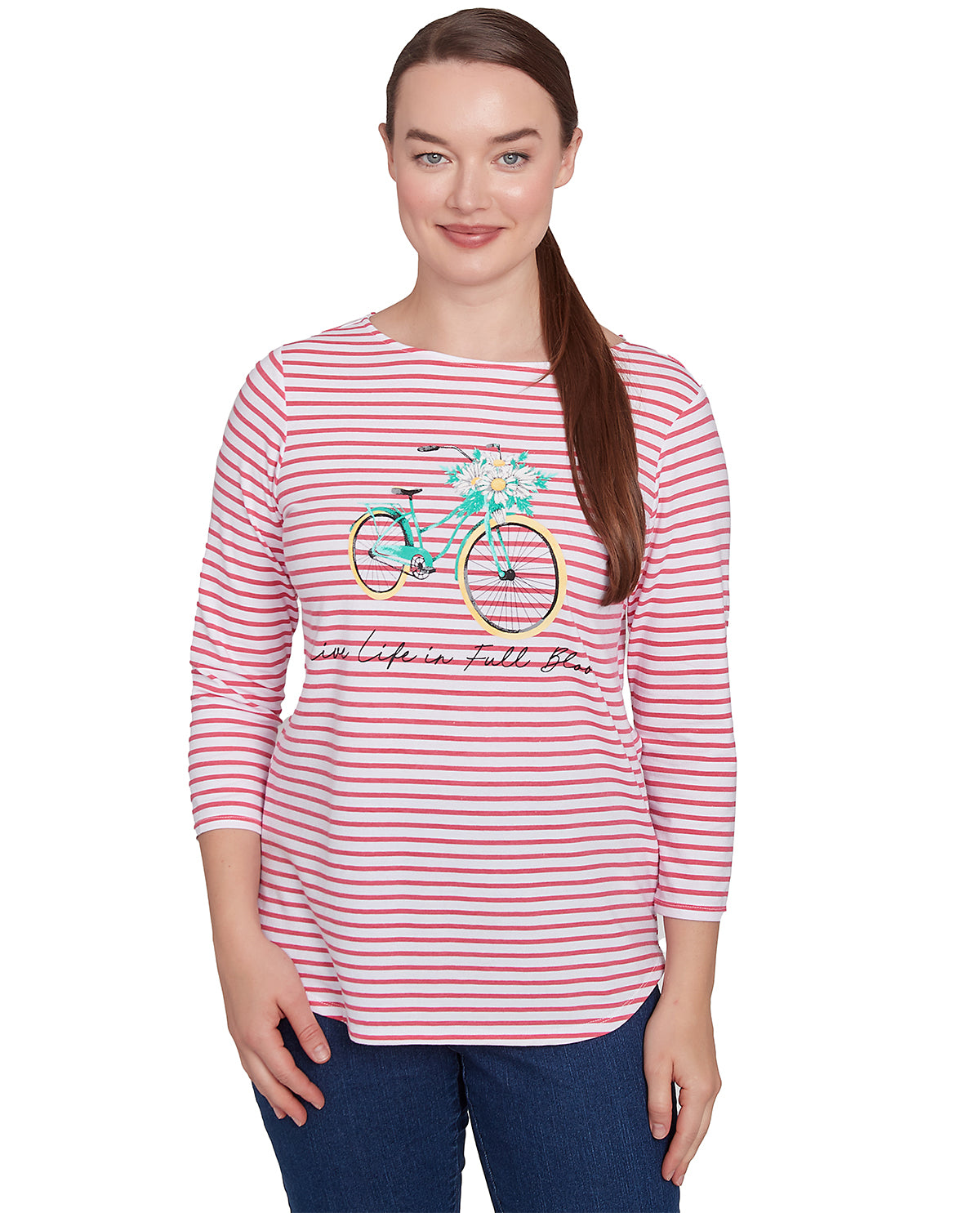 Ruby Road Petite Must Haves Bloom Print Knit Top Coral
