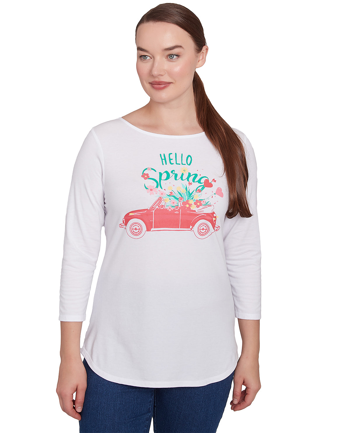 Ruby Road Petite Must Haves Hello Spring Knit Top White