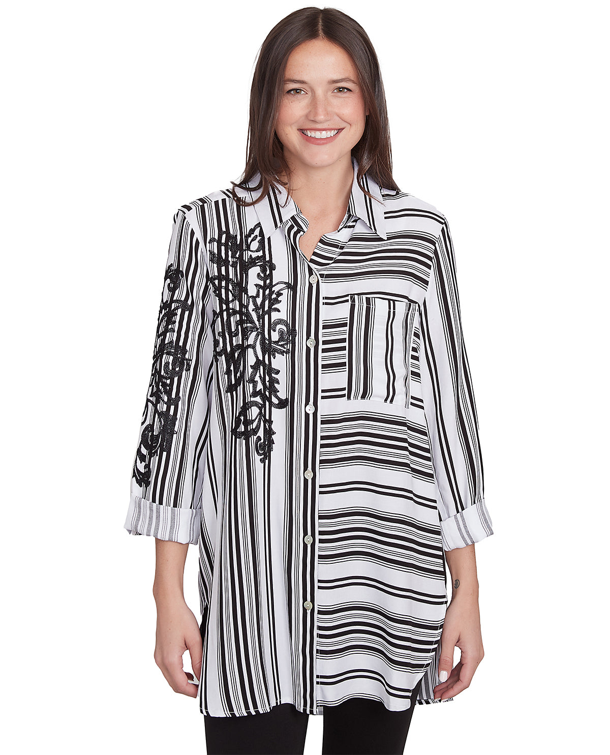 Ruby Road Missy Monochrome Moment Oasis Woven Top