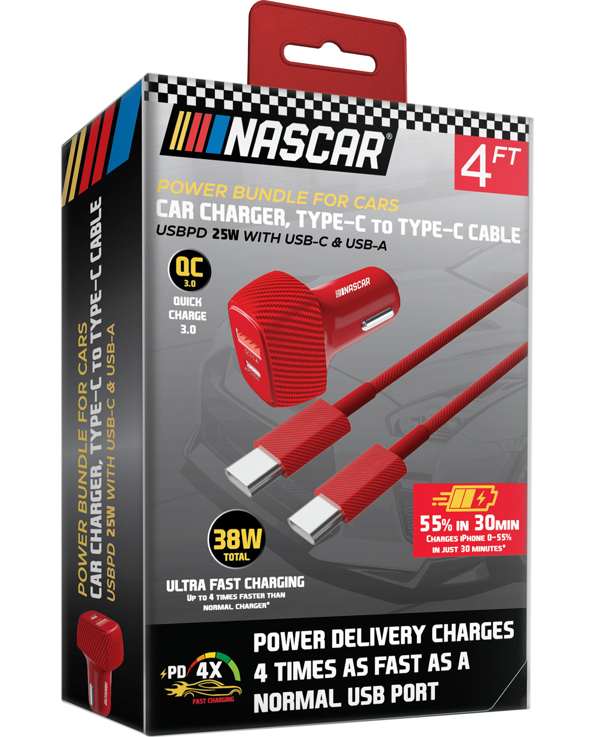 NASCAR Red Type-C Car Charger