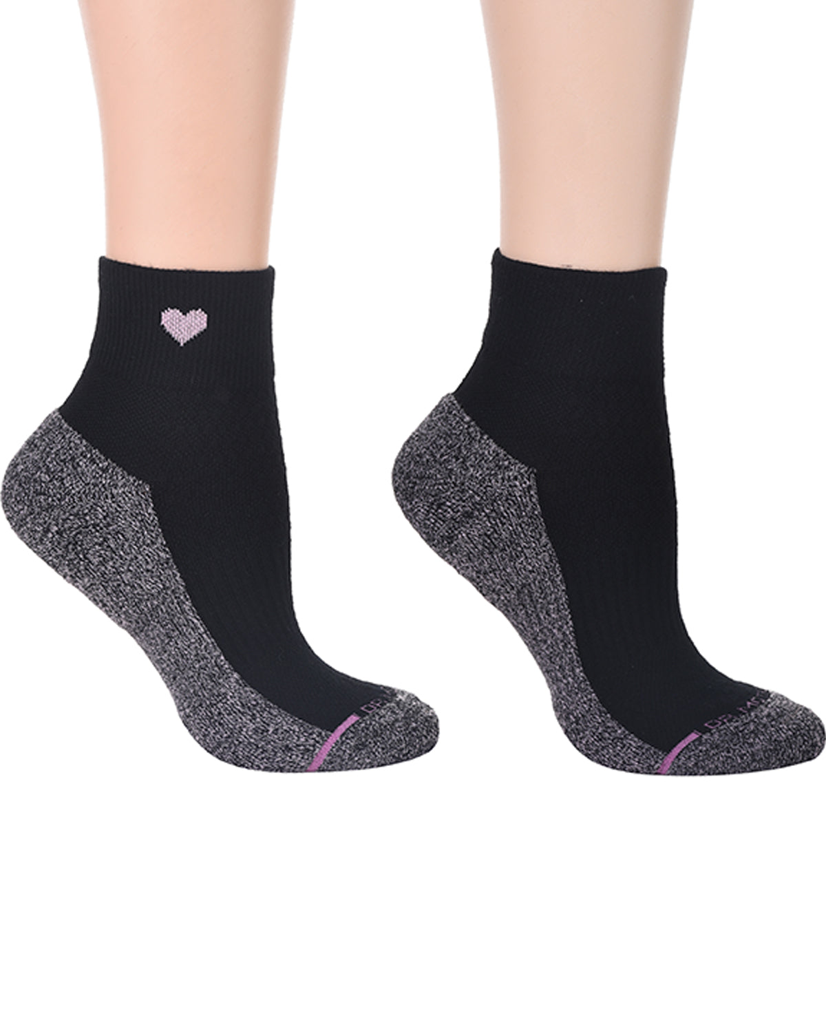 Dr. Motion 2 Pack Black Heart Quarter Compression Socks