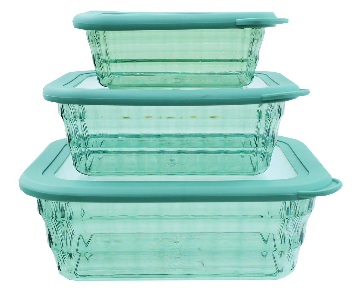 Sage Rectangular Textured Food Storage Container Set