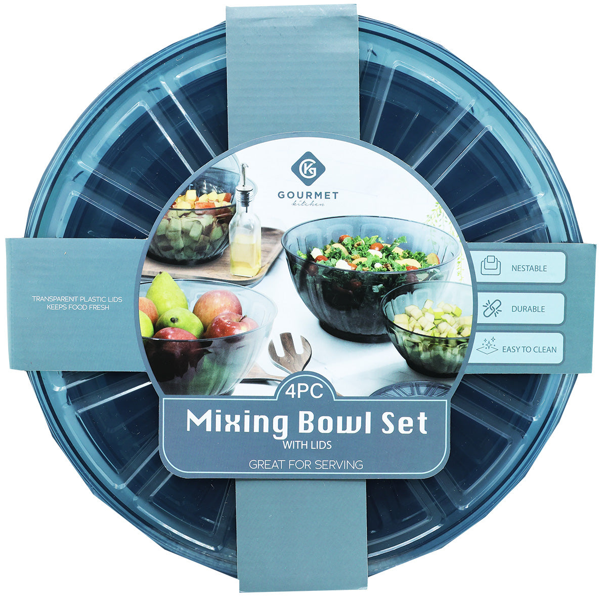 Navy Fluted Mixing Bowl 4 Piece Set