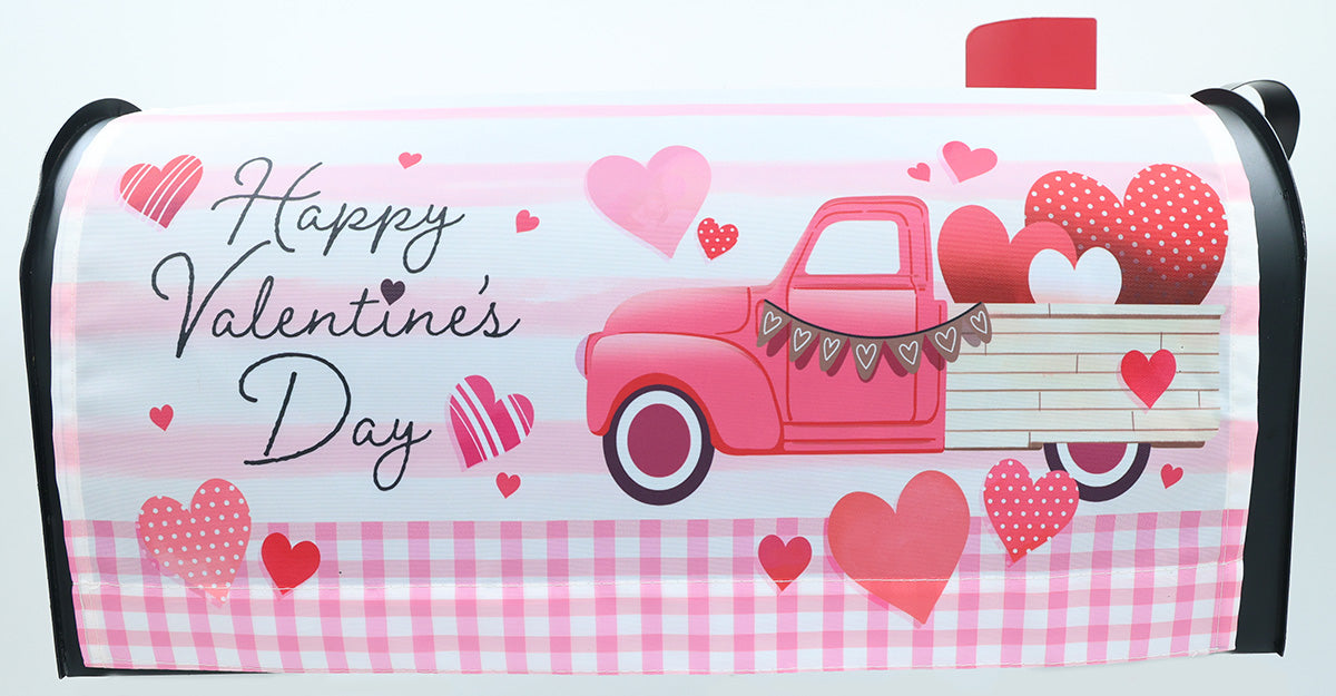 Valentine's Truck & Hearts Mailbox Cover