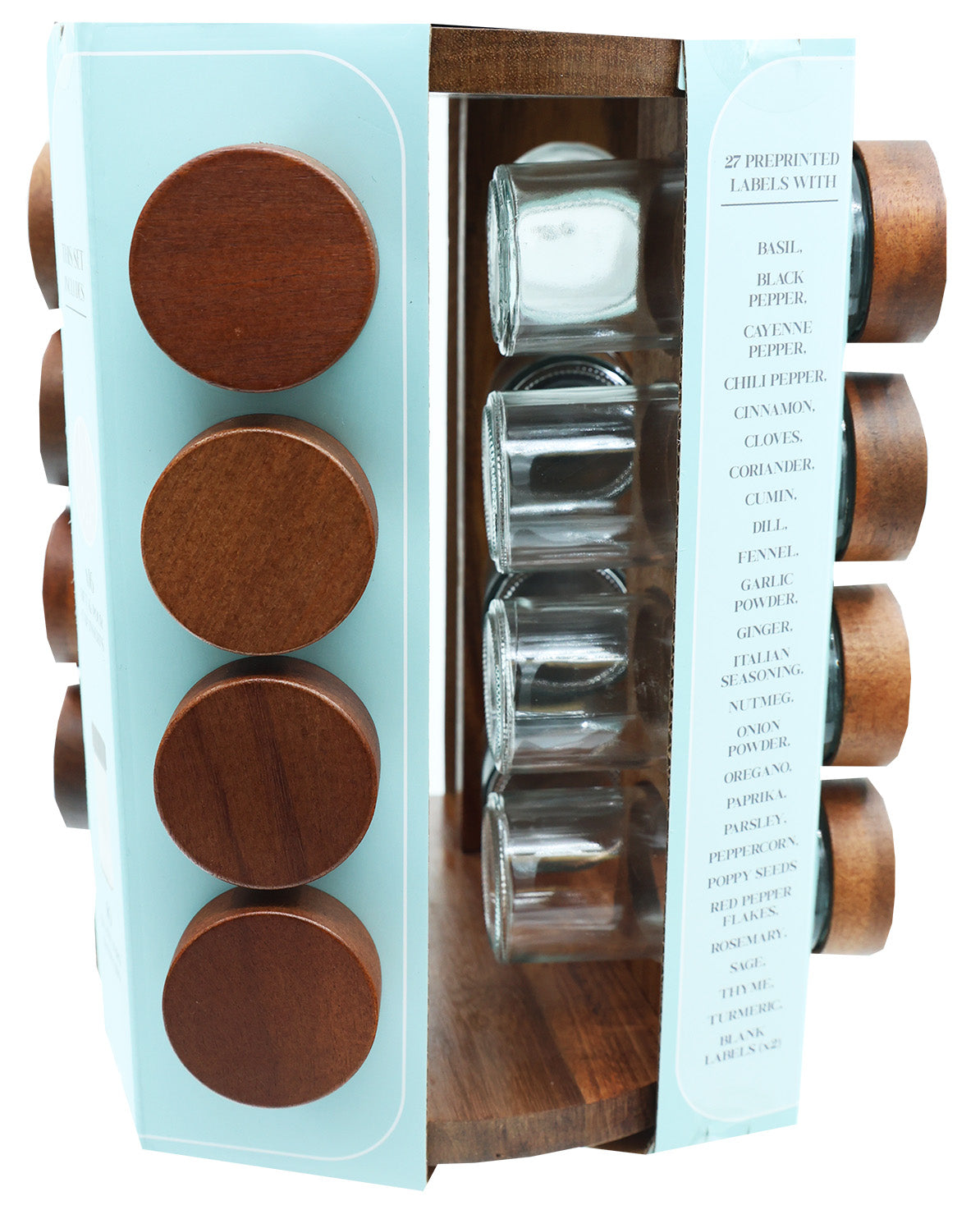 Acacia Wood Revolving Spice Rack Set