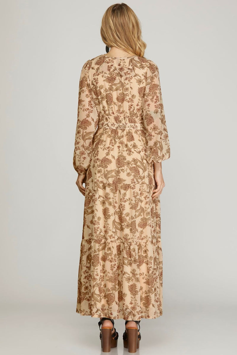 Woven Print Tiered Maxi Dress