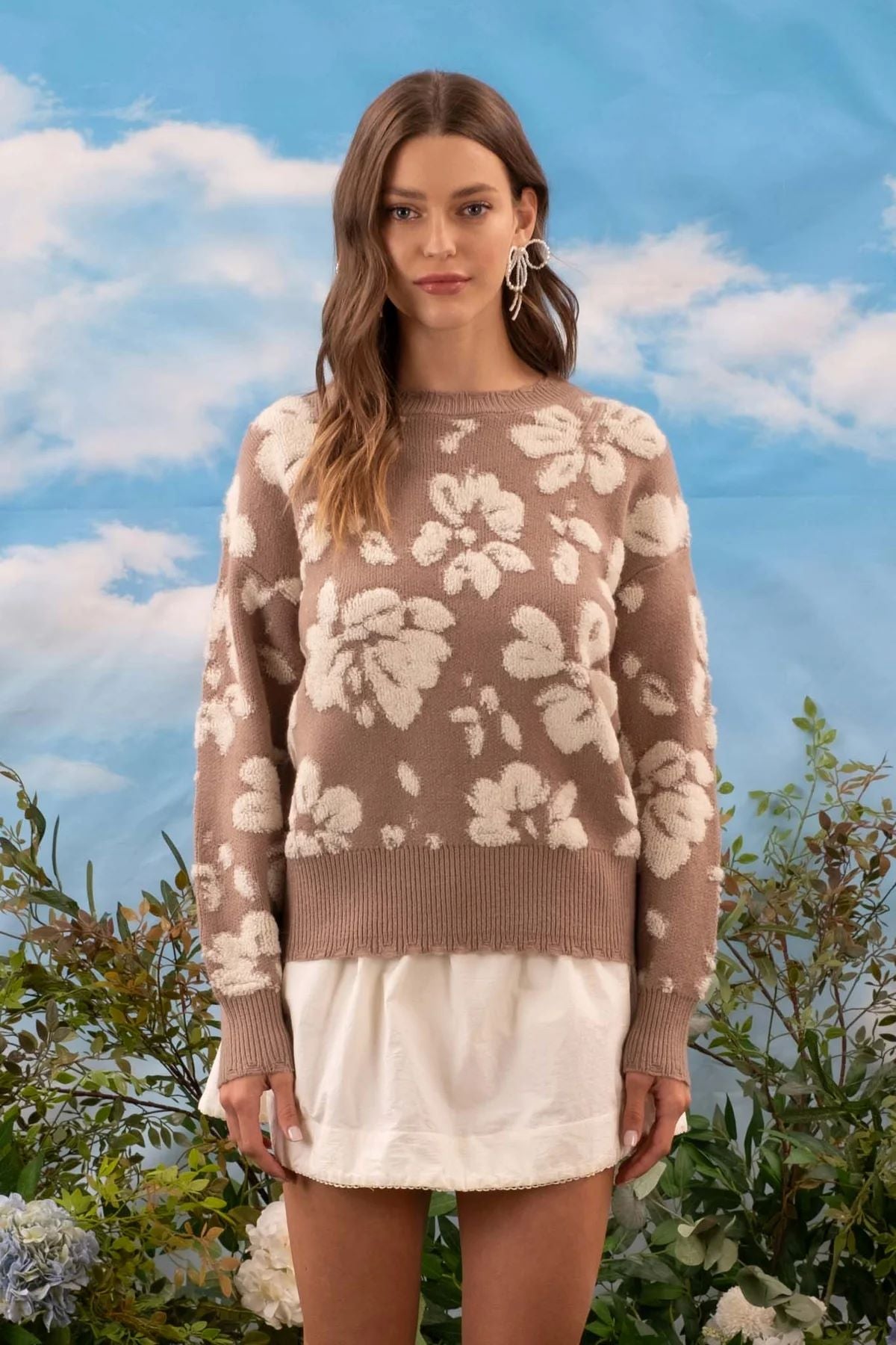 Blu Pepper Flower Print Sweater