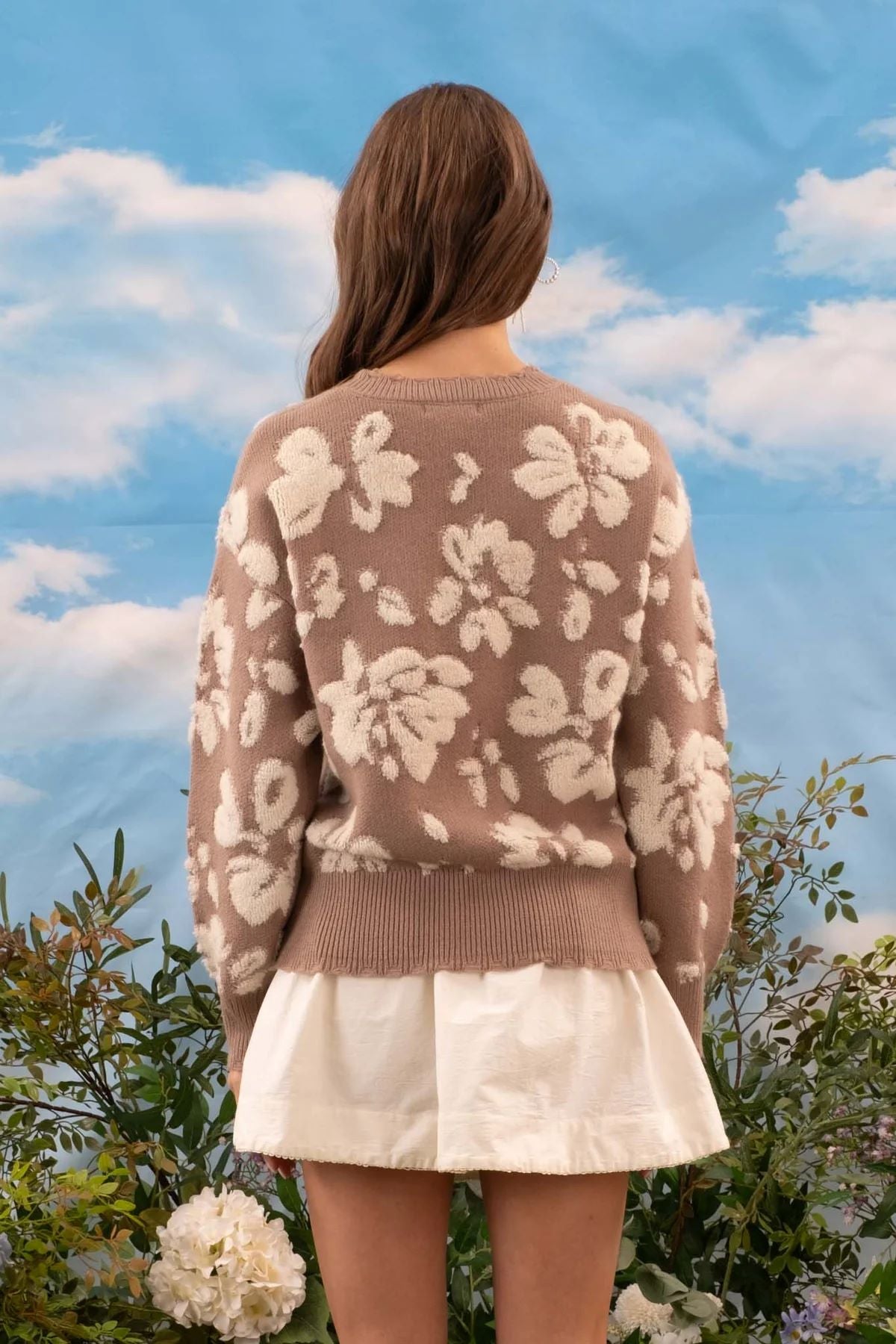 Blu Pepper Flower Print Sweater