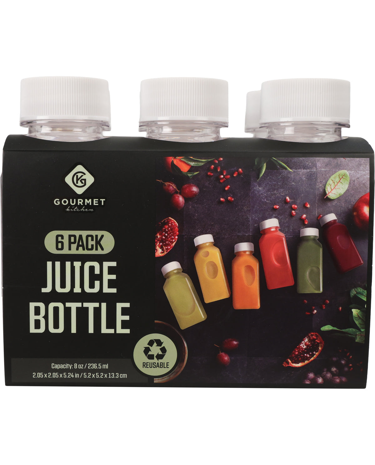 White 80z 6 piece Juice Bottles