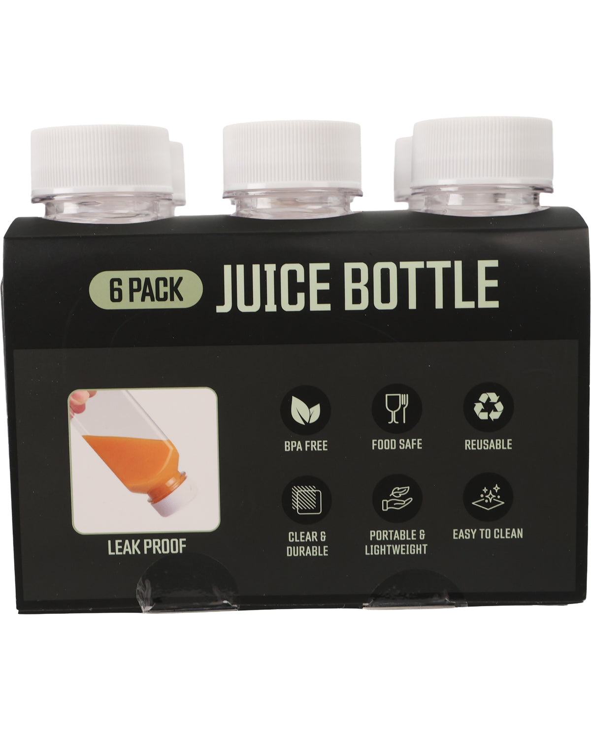 White 80z 6 piece Juice Bottles