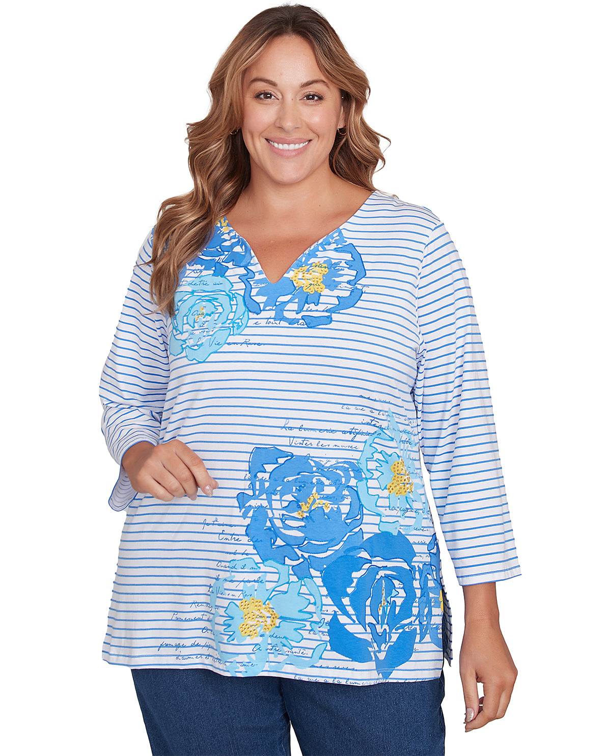 Ruby Road Womens Must Haves Script Knit Top