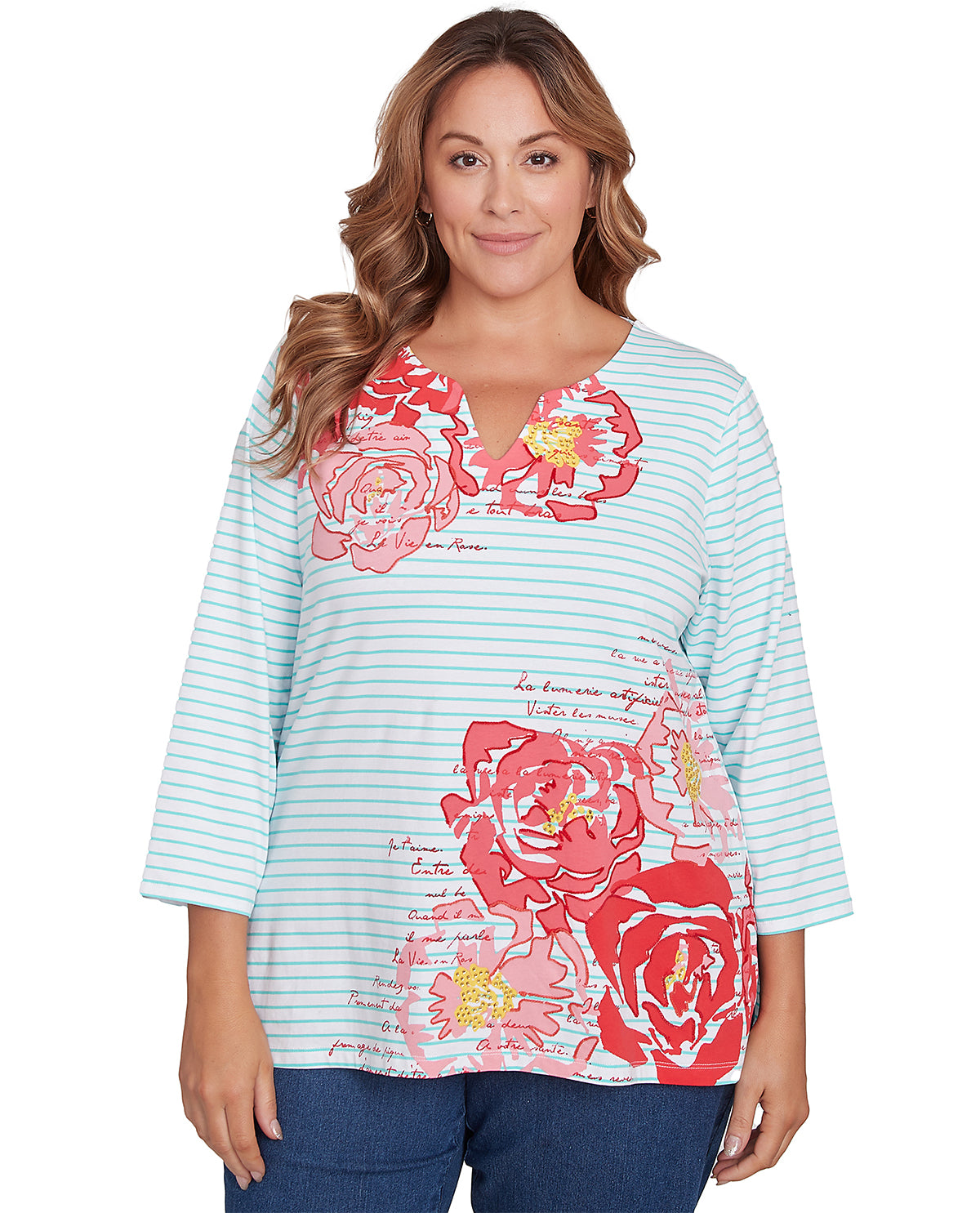 Ruby Road Womens Must Haves Script Knit Top