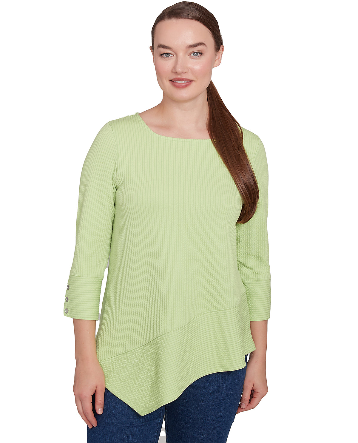 Ruby Road Petite Resort Ready 3/4 Square Neck Stripe Top