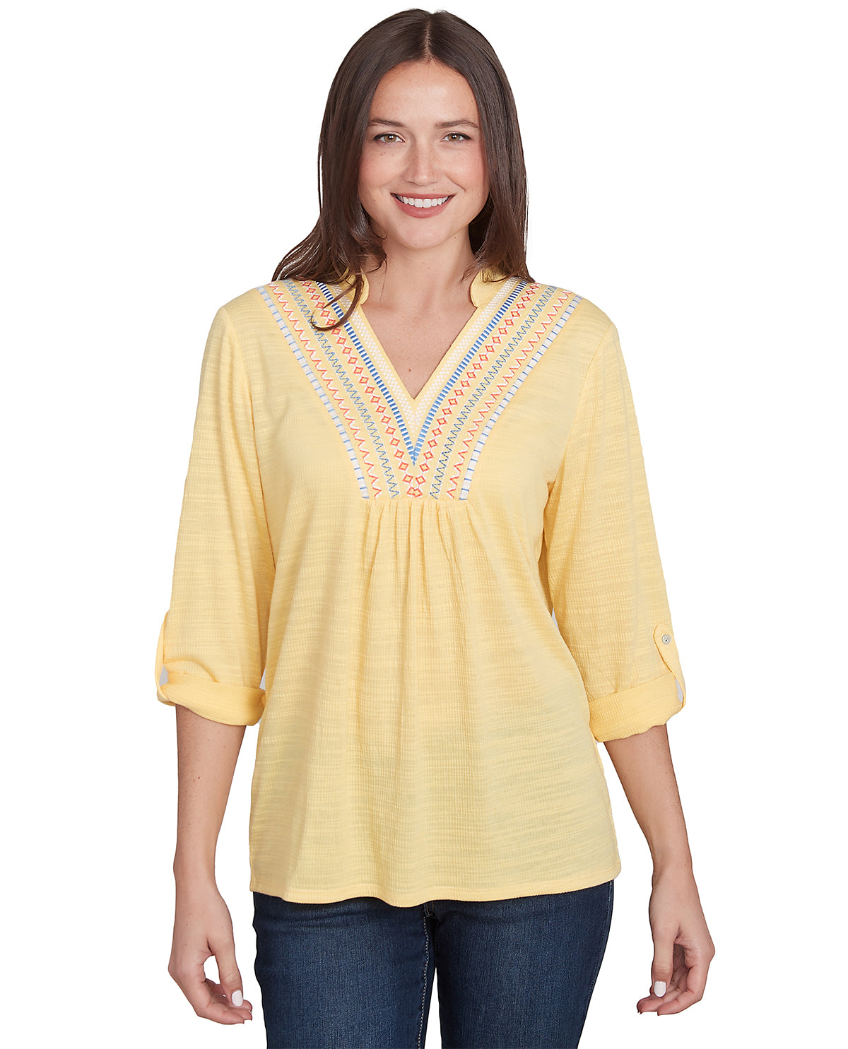 Ruby Road Petite Bella Vista Embroidered Knit Top