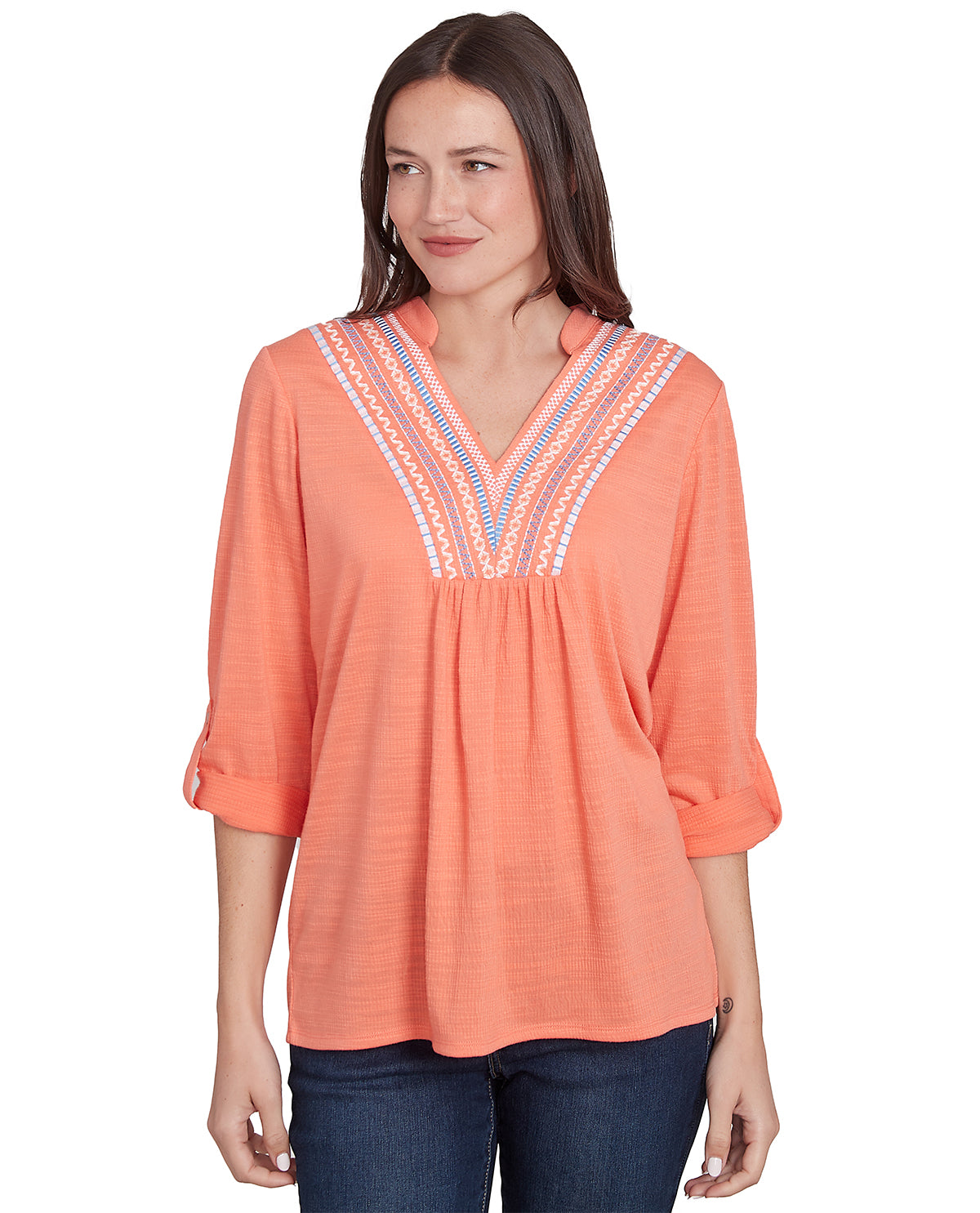 Ruby Road Petite Bella Vista Embroidered Knit Top