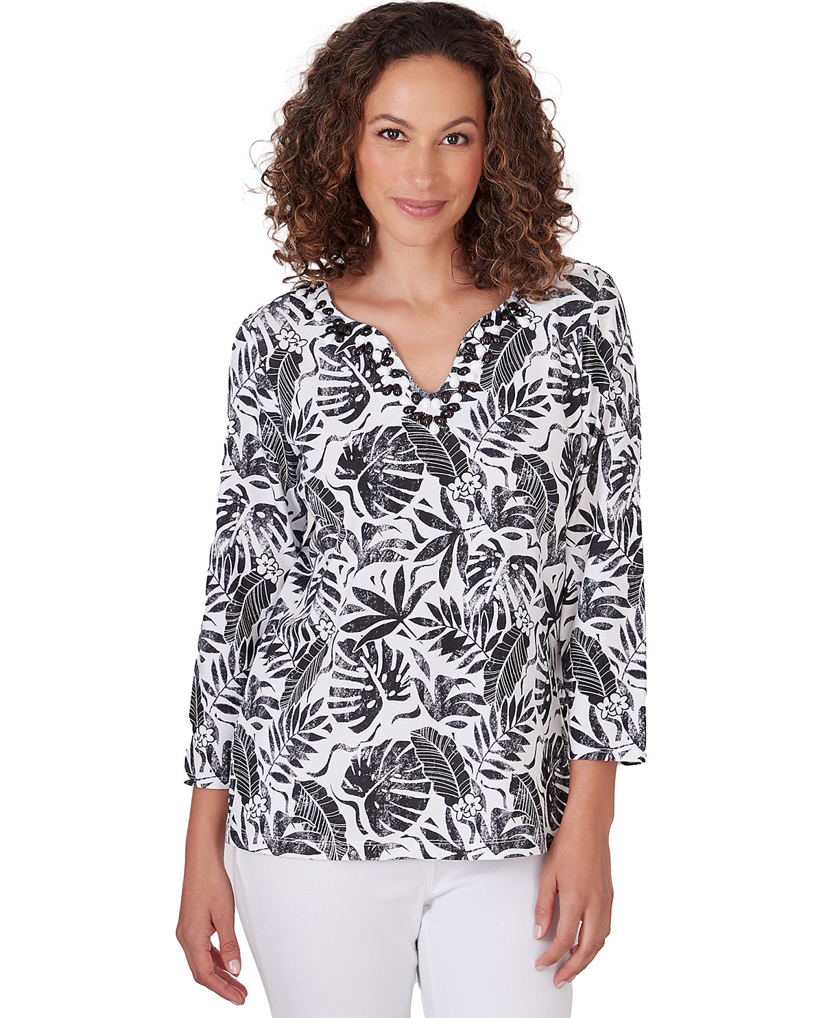 Ruby Road Missy Mix It Up Embroidered Knit Top