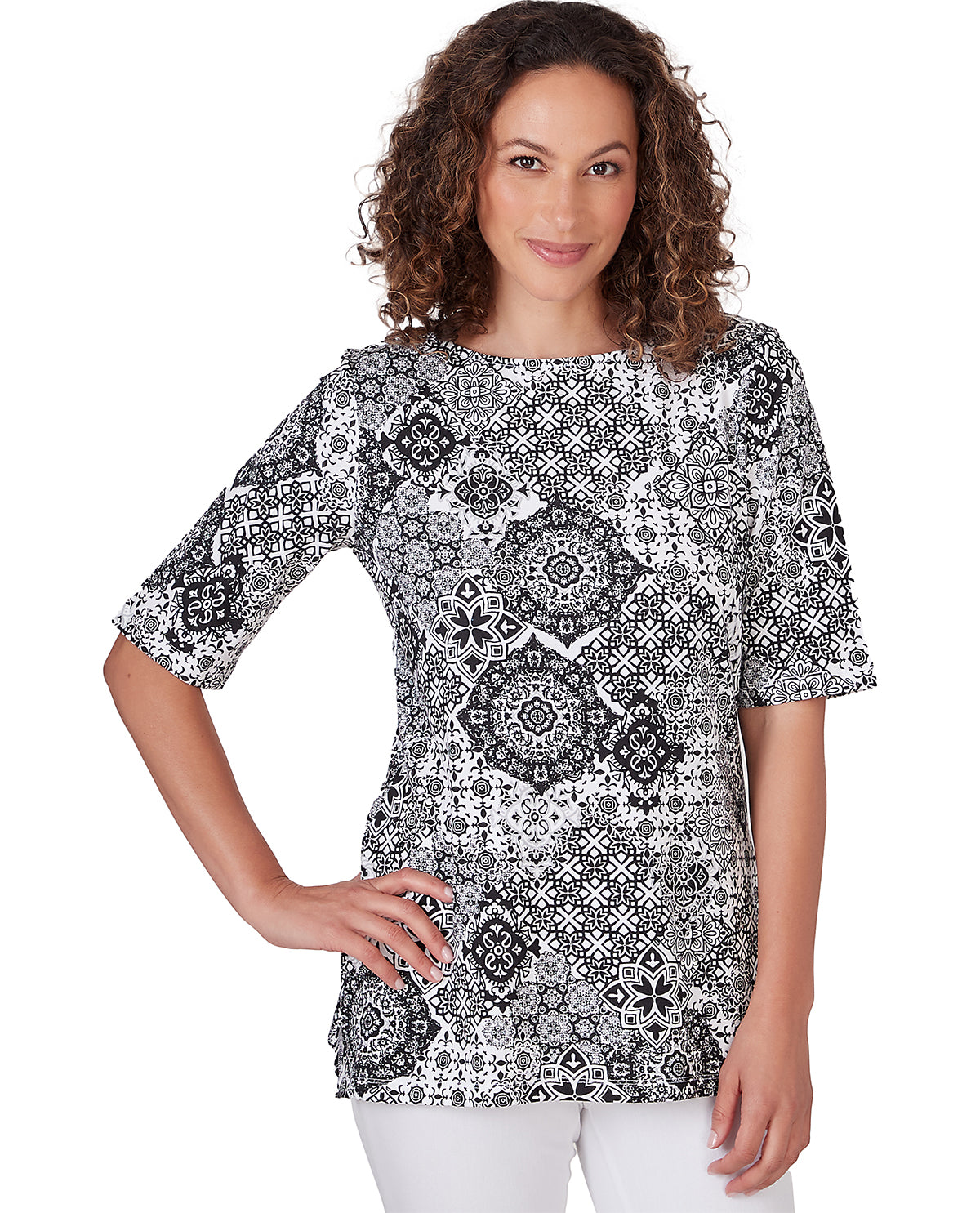Ruby Road Missy Mix It Up Medallion Knit Top