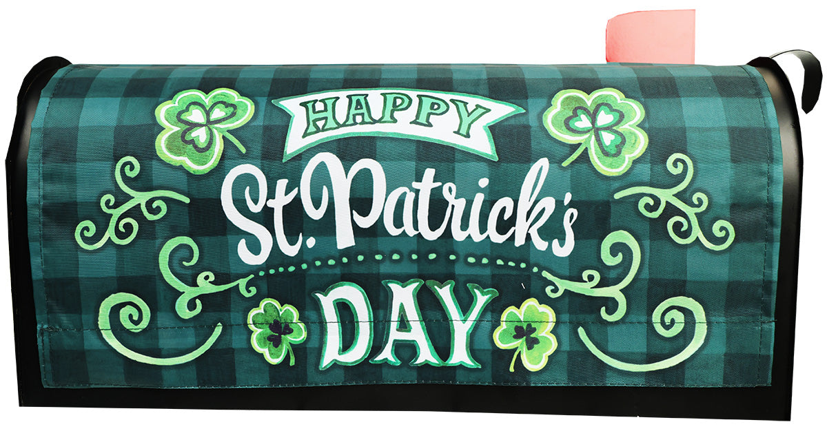 St. Patrick's Day Green Check Mailbox Cover