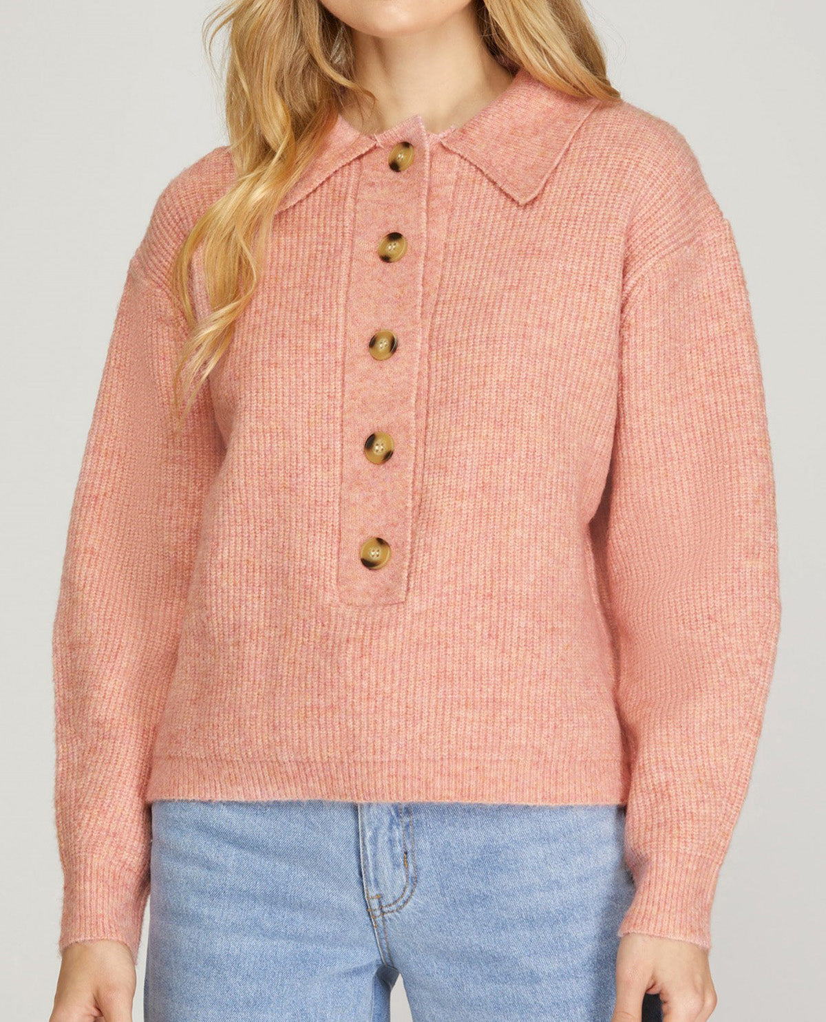 Button Down Sweater with Collar