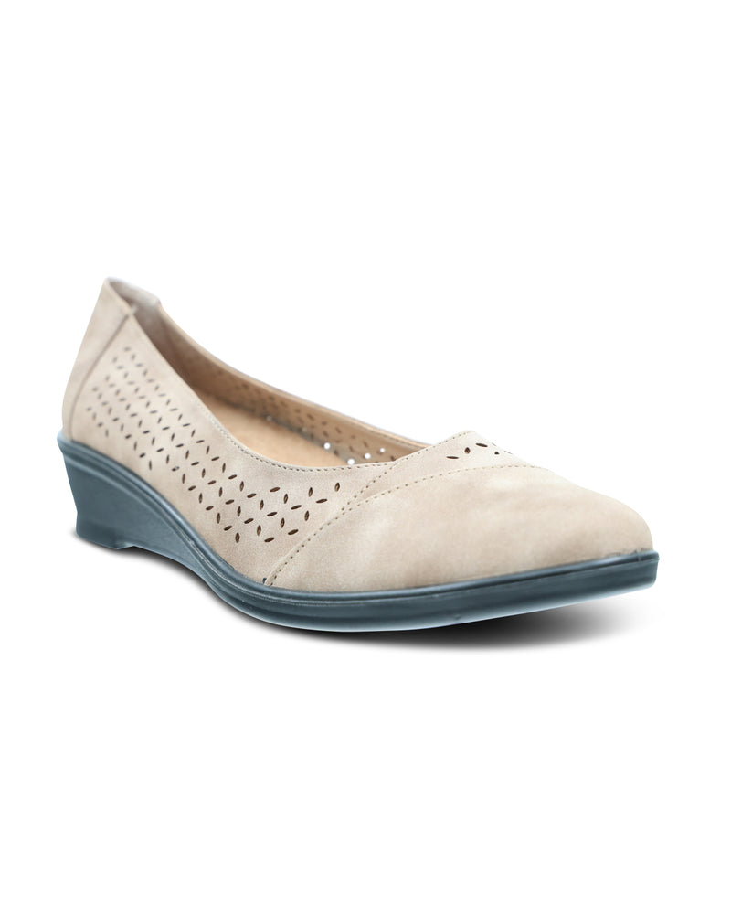 Aerocushion Lilah Taupe Casual Slip-On Wedge