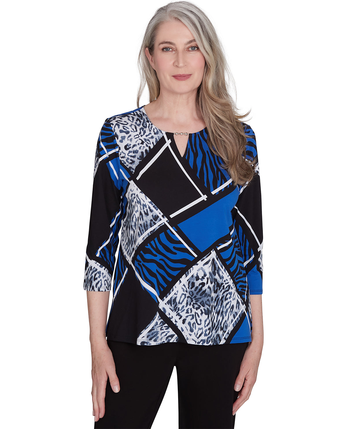 Alfred Dunner Key Item Spliced Animal Print Top