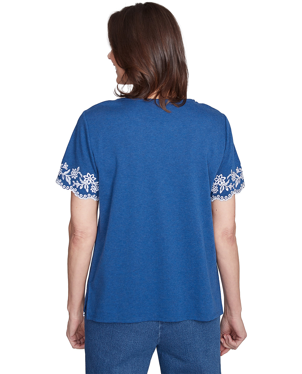 Alfred Dunner Missy Flower Power Embroidered Border Knit Top