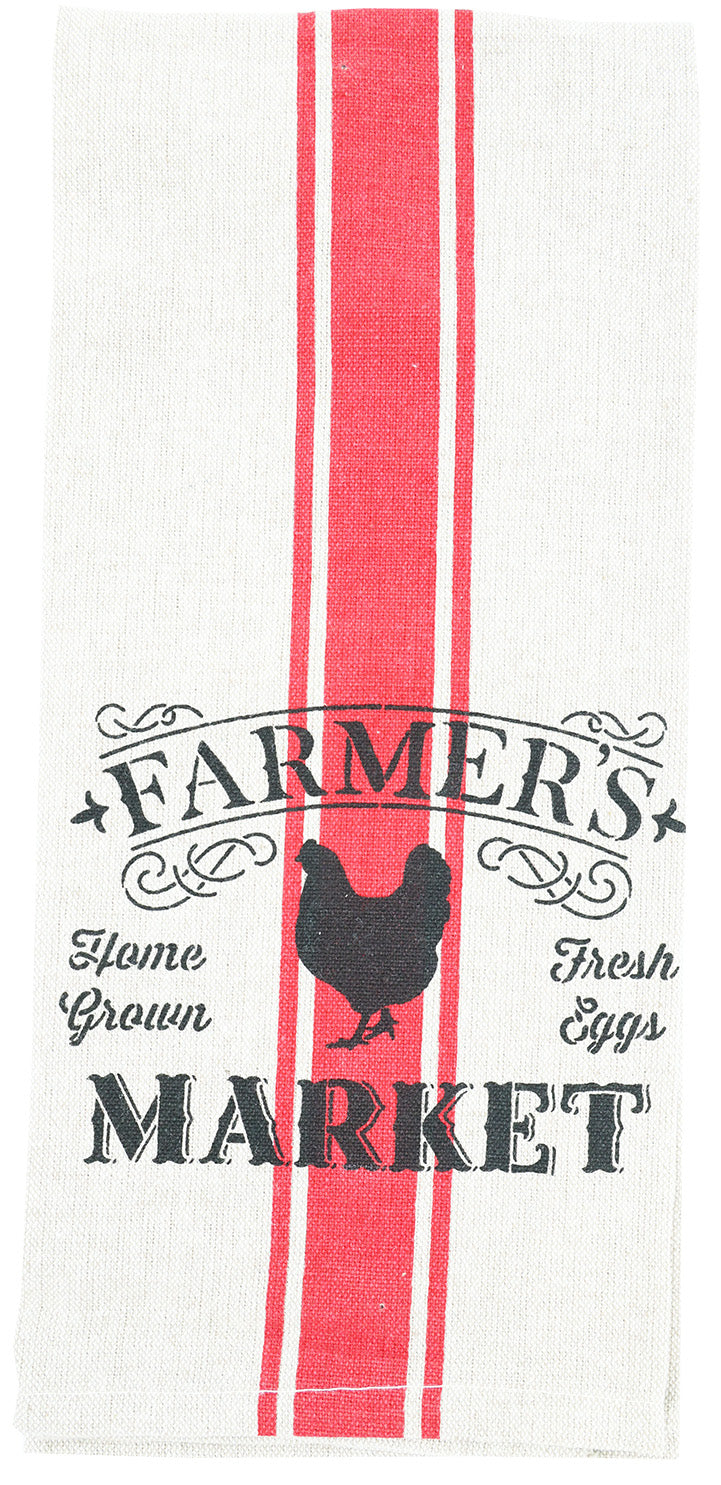 Farmer's Market Rooster Printed Kitchen Towel