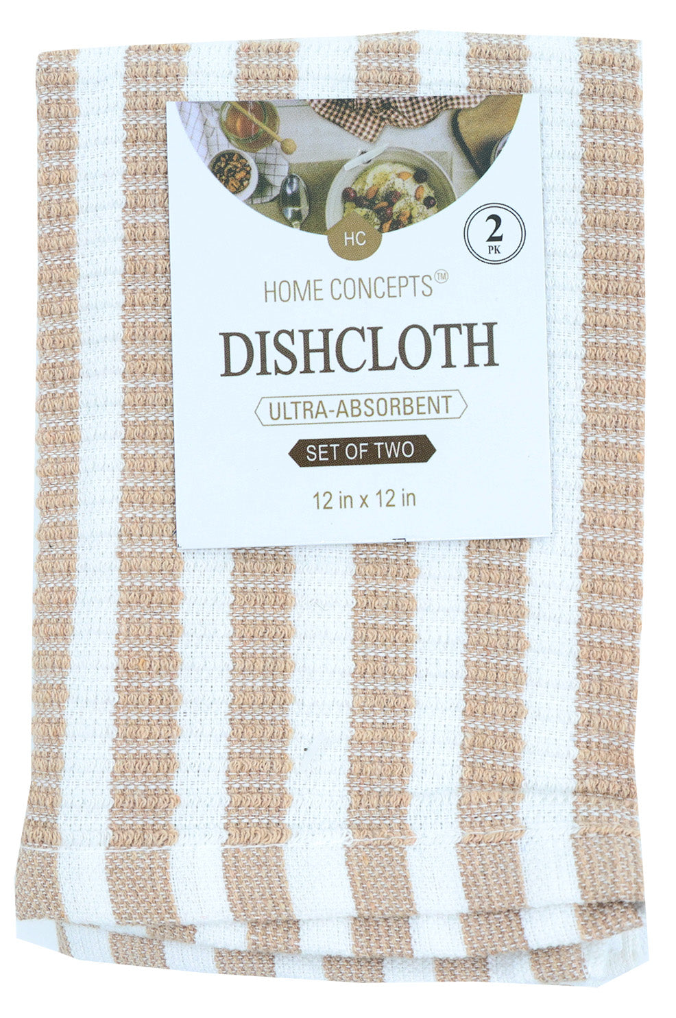 Beige Ribbed Dishcloth Set