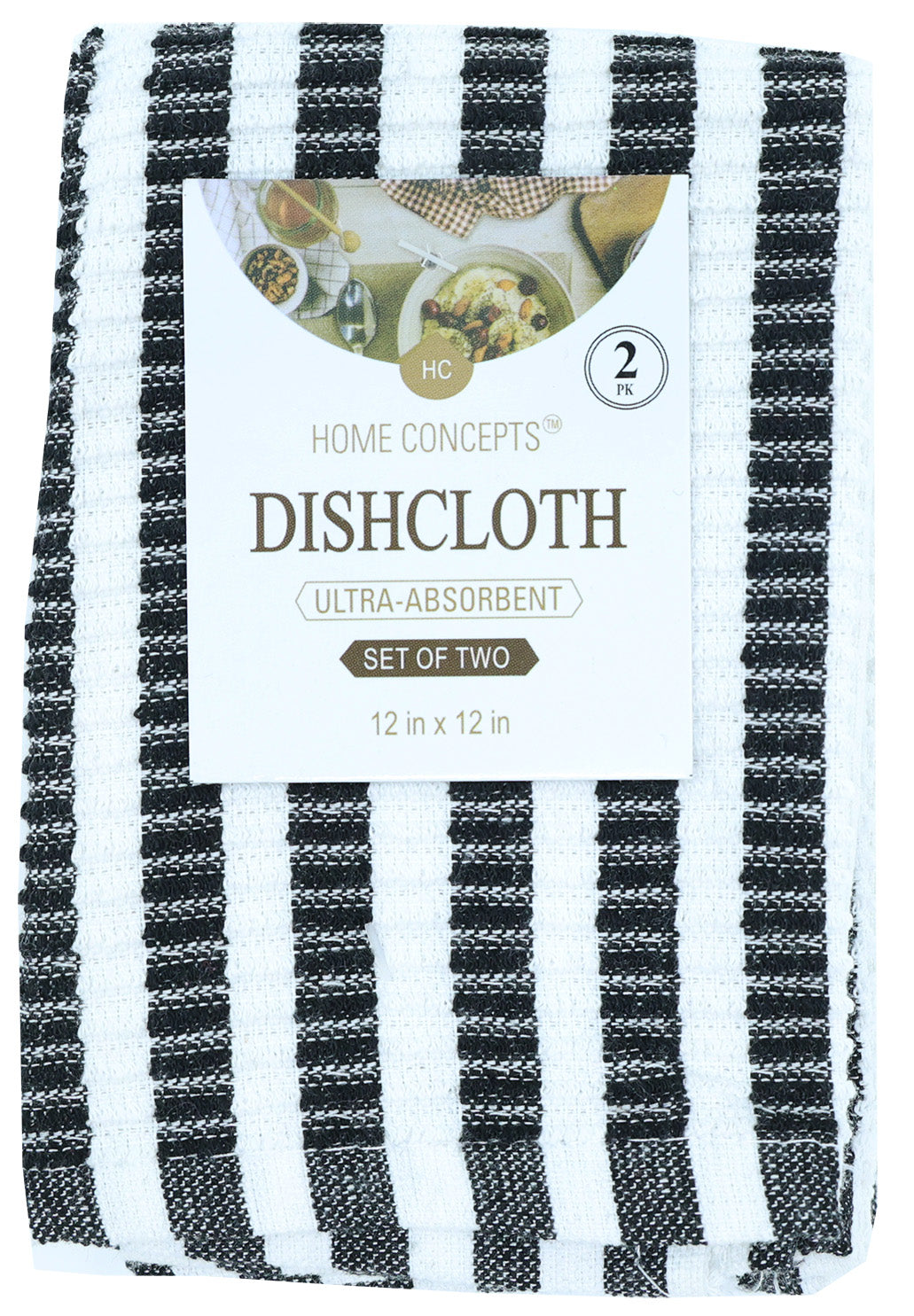 Black Ribbed Dishcloth Set