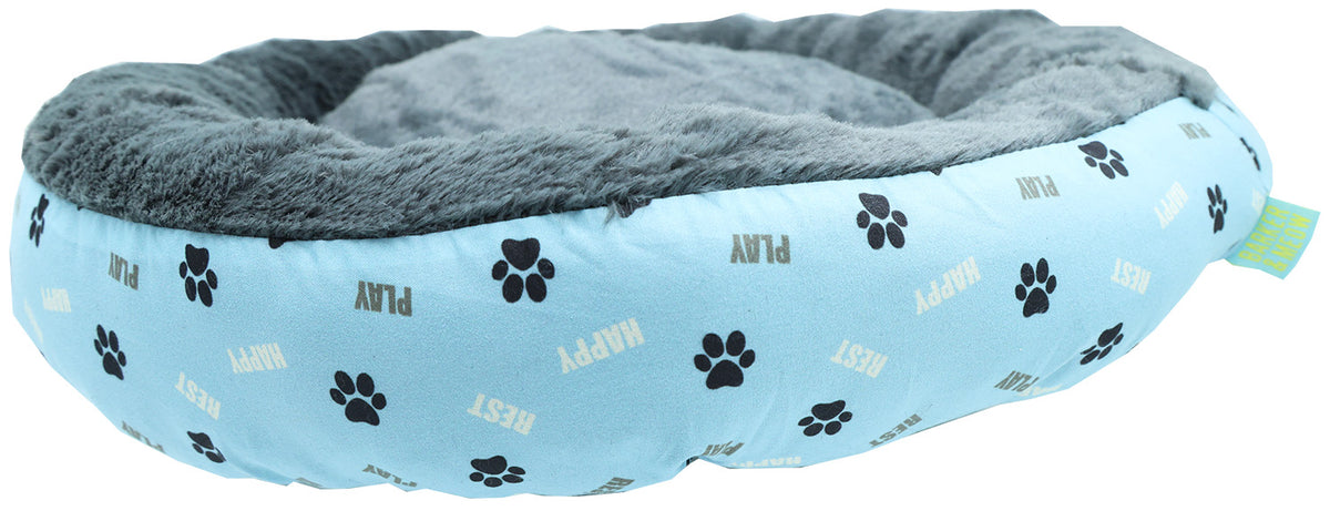 Blue Happy Paws Round Pet Bed