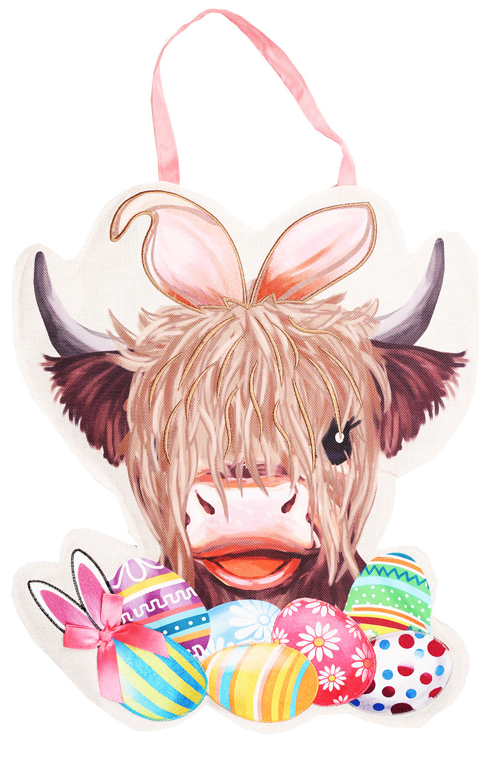 Easter Highland Cow Door Decor