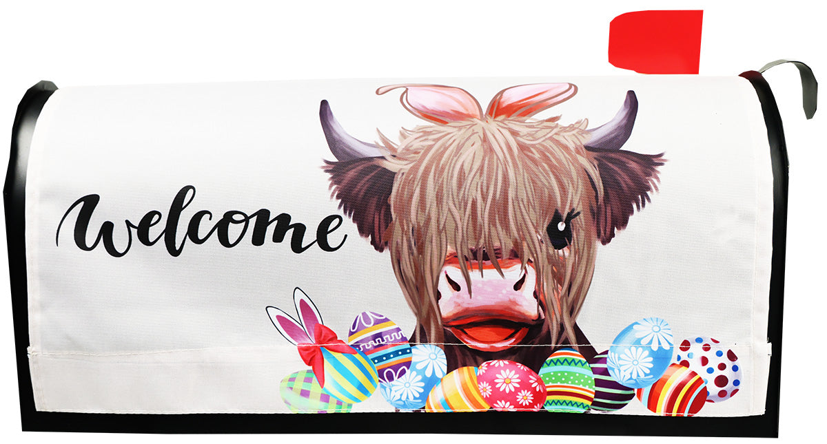 Easter Highland Cow Mailbox Cover