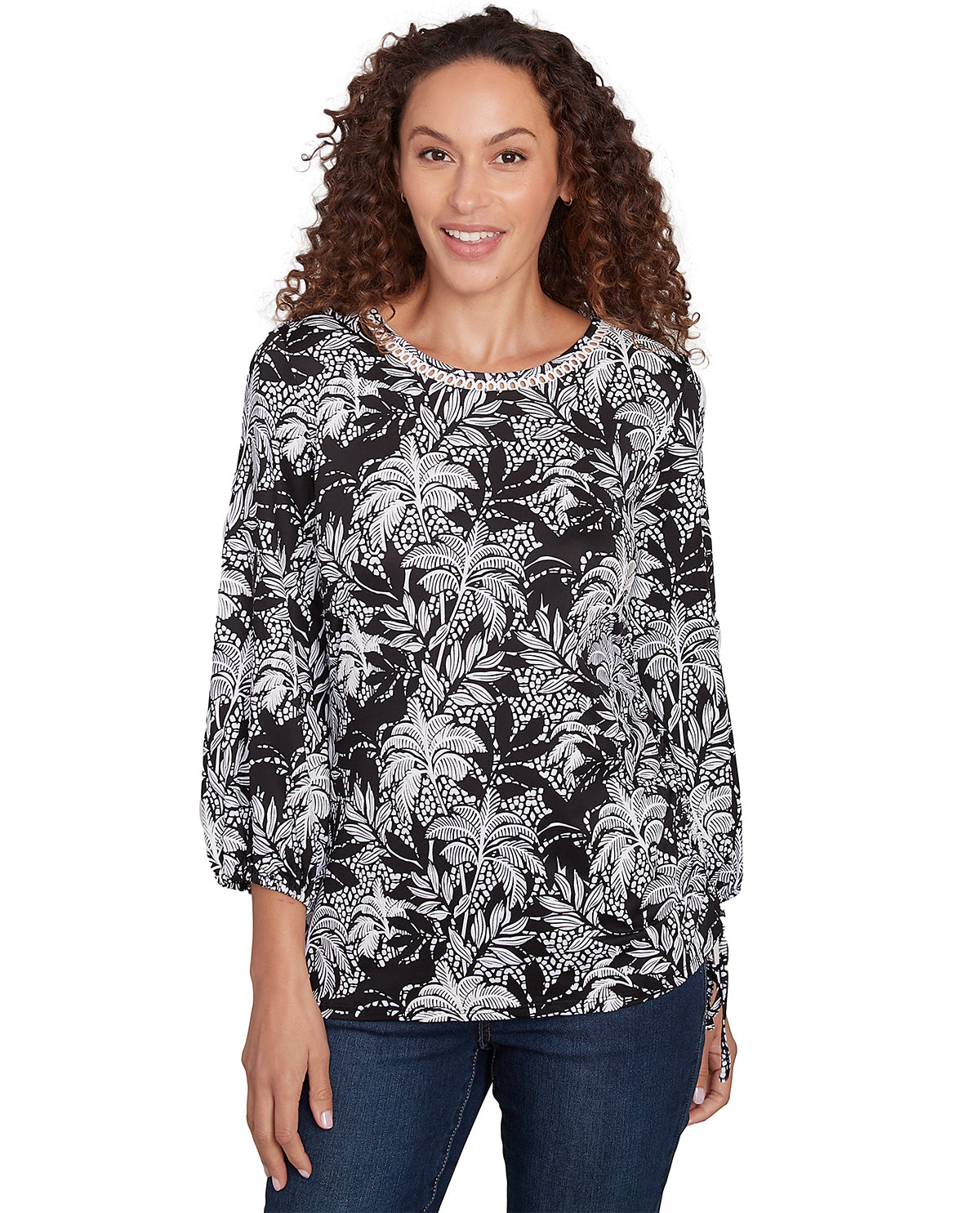 Ruby Road Bali Bliss 3/4 Sleeve Scoop Neck Top