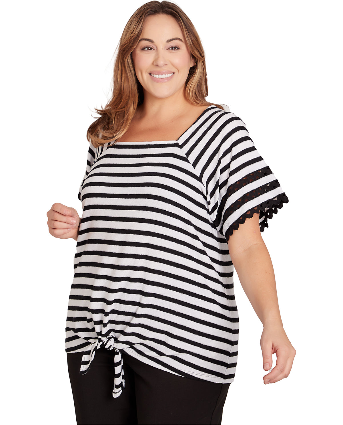 Ruby Road Women's Pattern Play Crepe Striped Knit Top