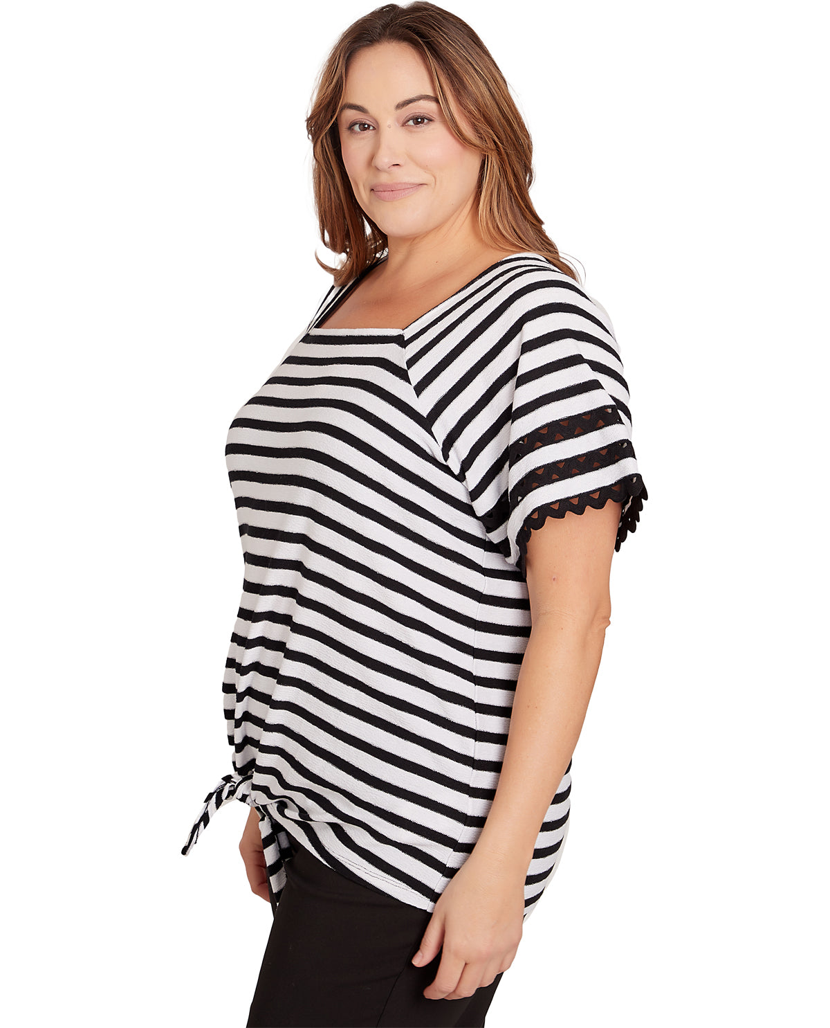 Ruby Road Women's Pattern Play Crepe Striped Knit Top