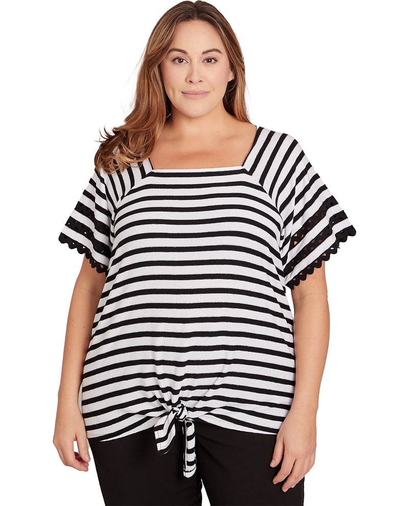 Ruby Road Women's Pattern Play Crepe Striped Knit Top