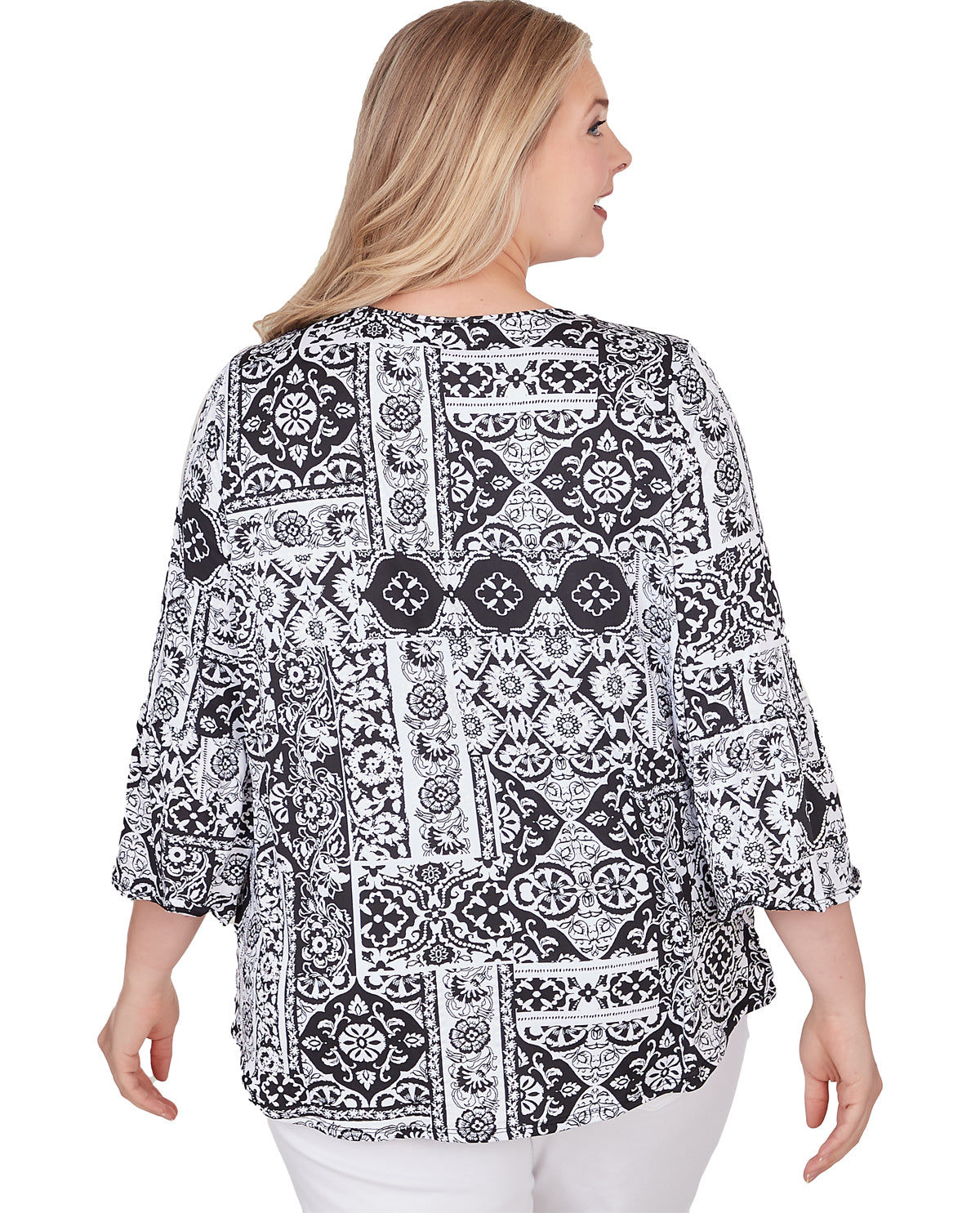 Ruby Road Women's Pattern Play Puff Print Knit Top
