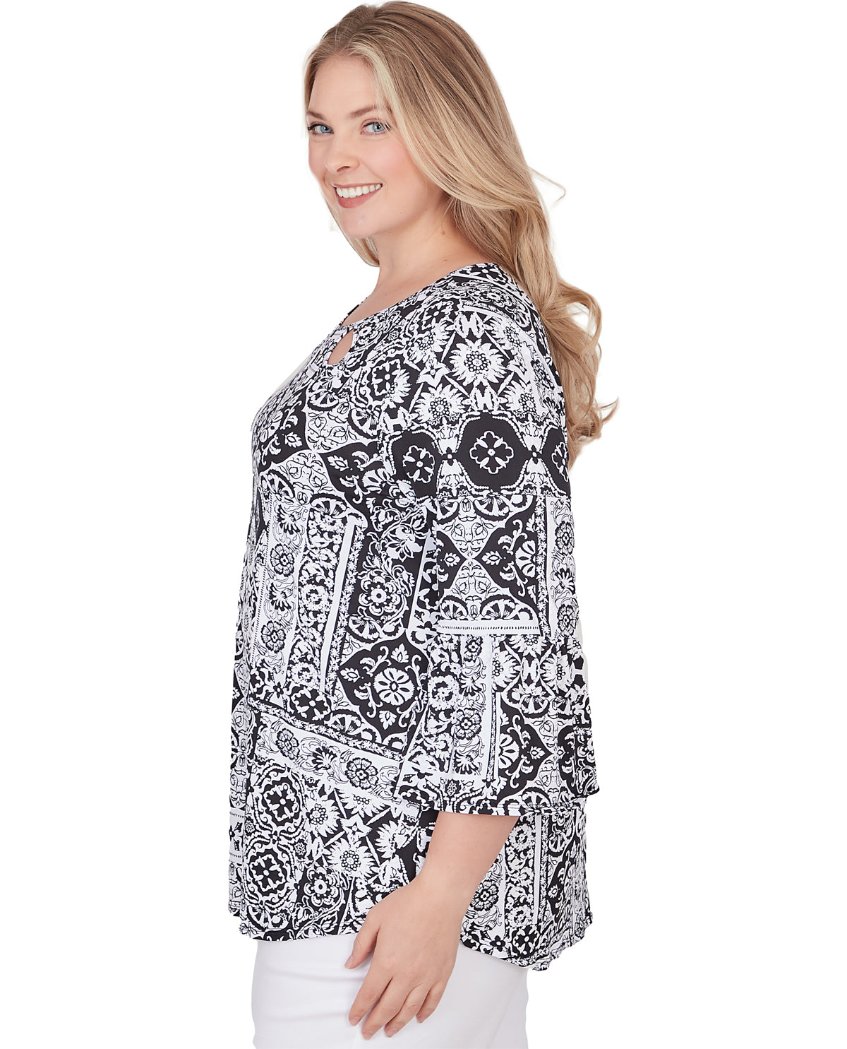 Ruby Road Women's Pattern Play Puff Print Knit Top