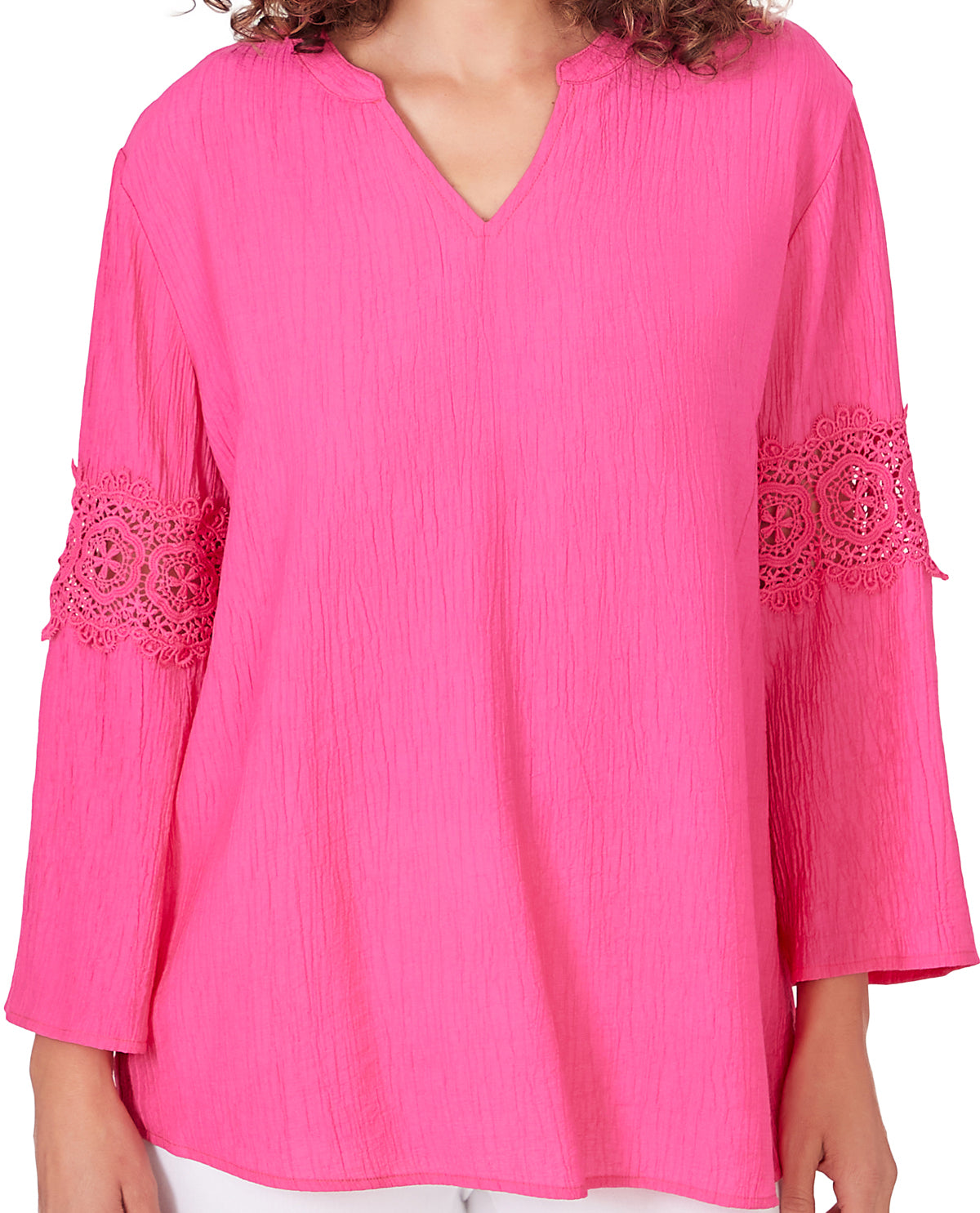 Ruby Road Petite Bright Blooms Solid Rayon Gauze Top