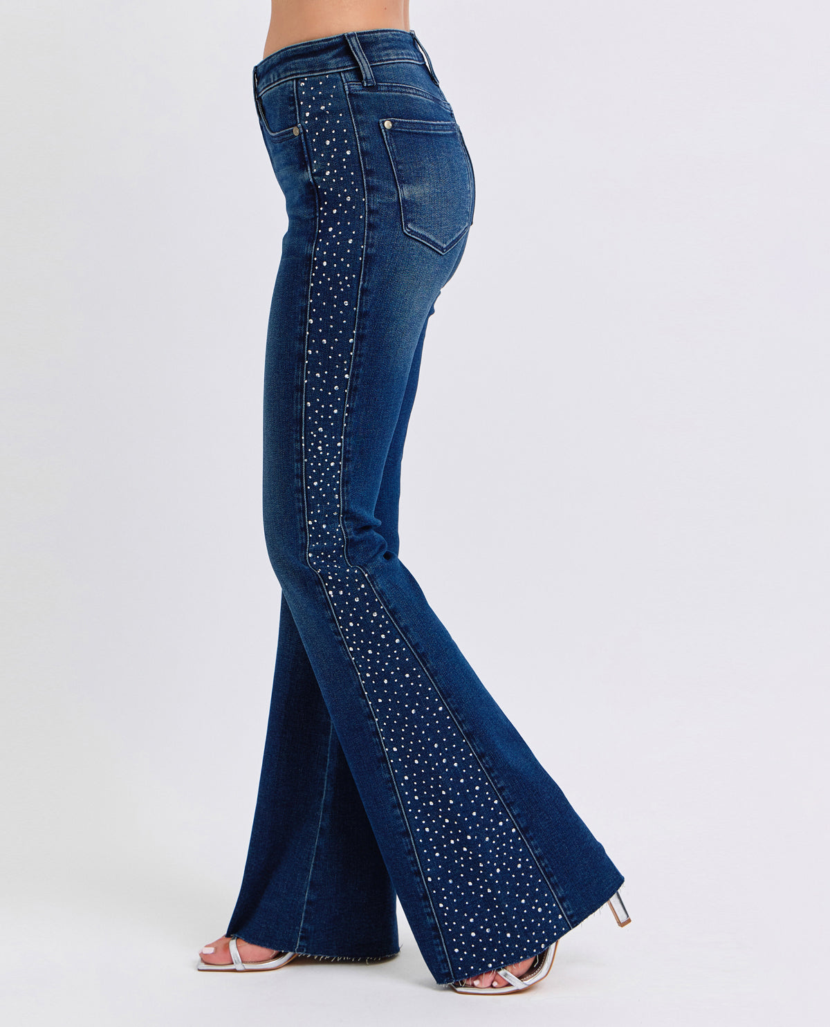 Judy Blue Mid Rise Rhinestone Side Panel Flare Jean