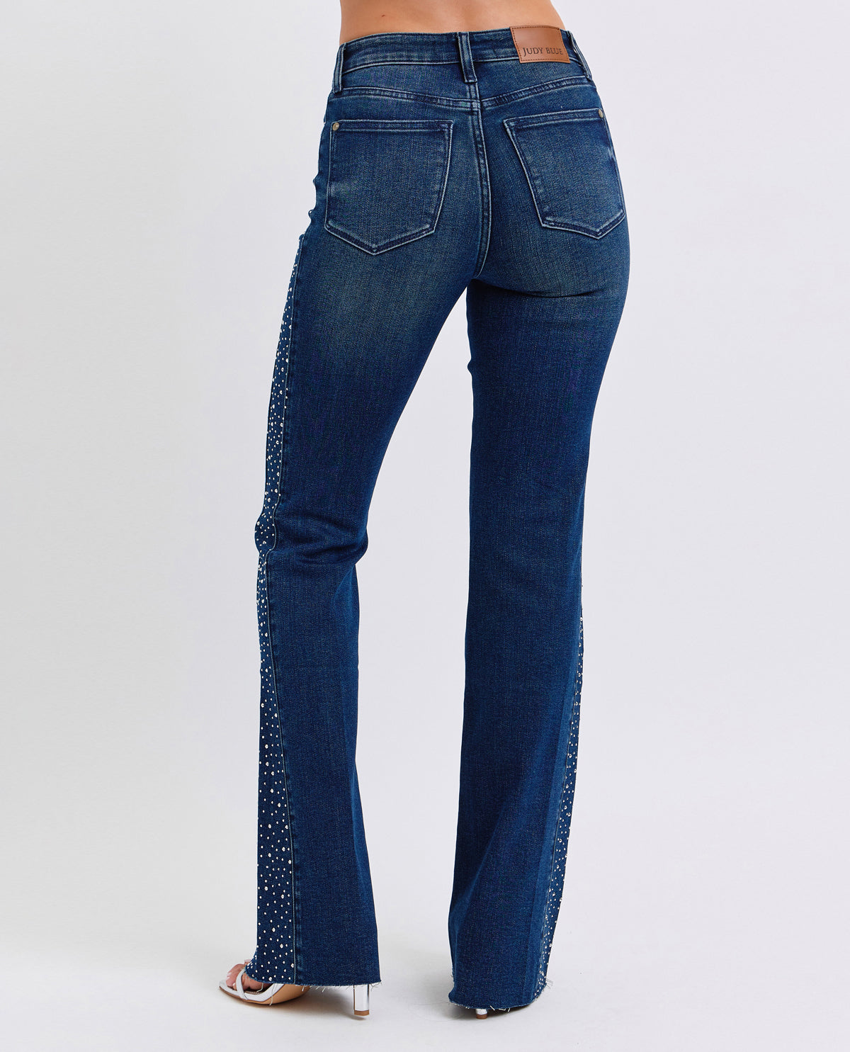 Judy Blue Mid Rise Rhinestone Side Panel Flare Jean