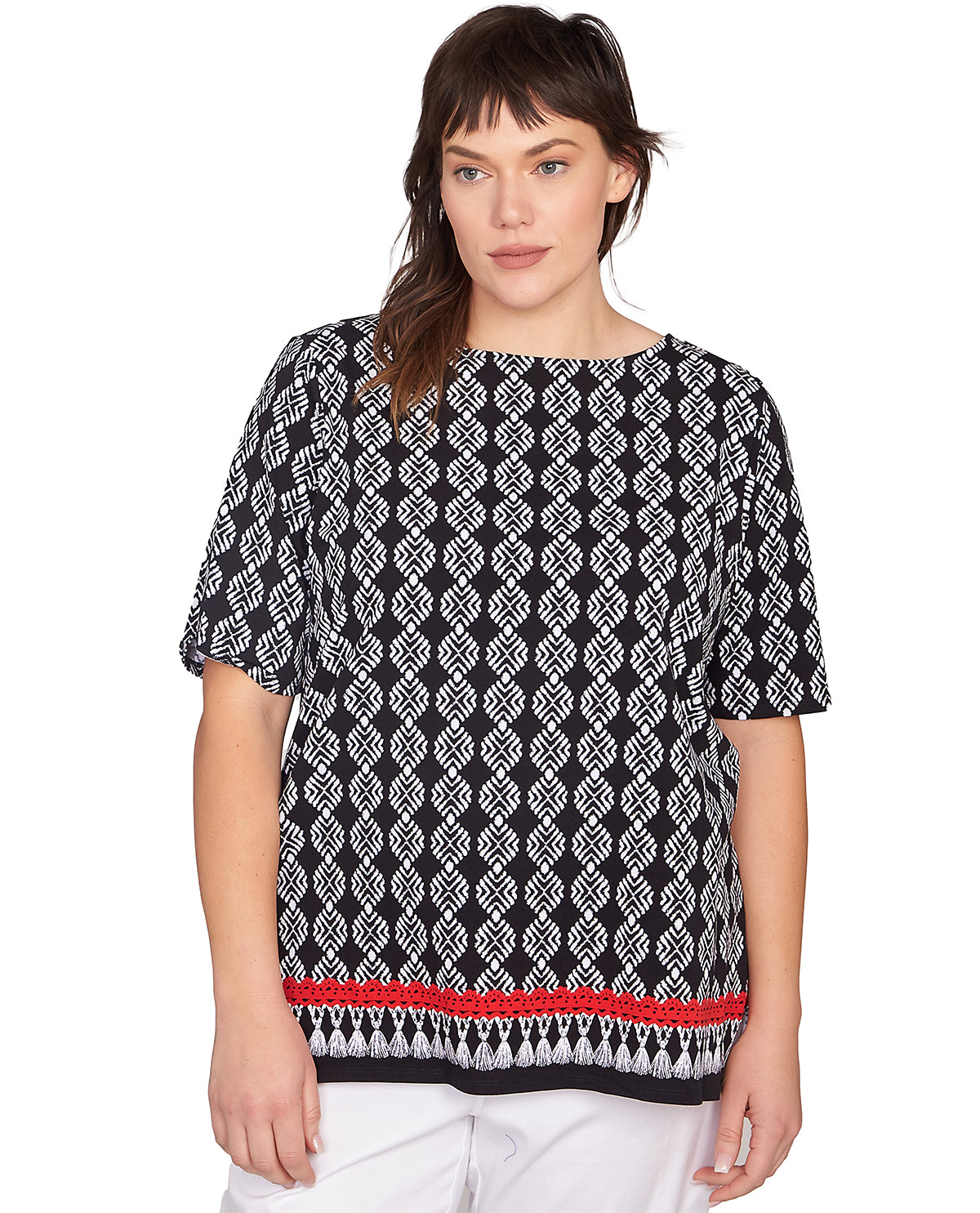 Ruby Road Bali Bliss Border Print Knit Top