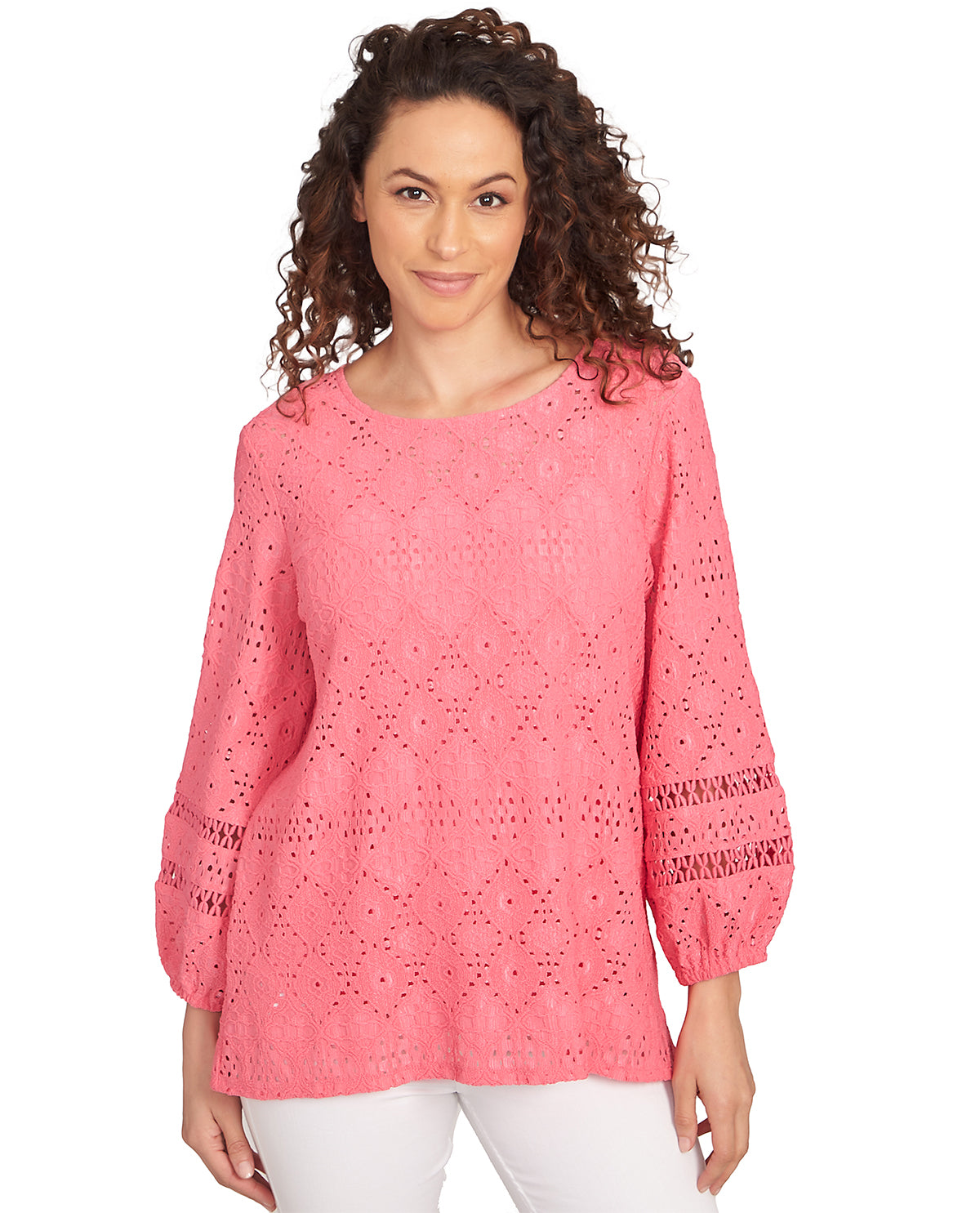 Ruby Road Petite Color Crush Diamond Knit Top