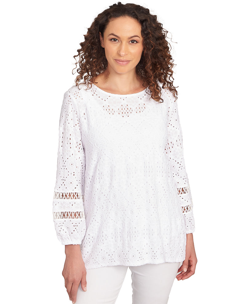 Ruby Road Petite Color Crush Diamond Knit Top