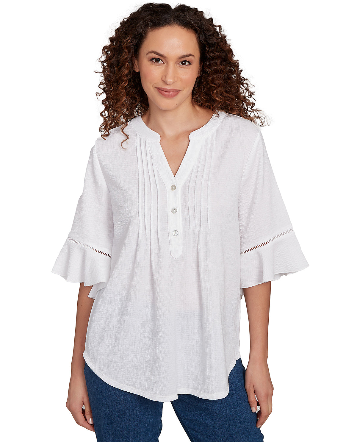 Ruby Road Petite Paradise Cove Embroidered Knit Top