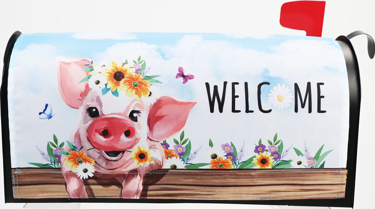 Welcome Daisy Pig Mailbox Cover